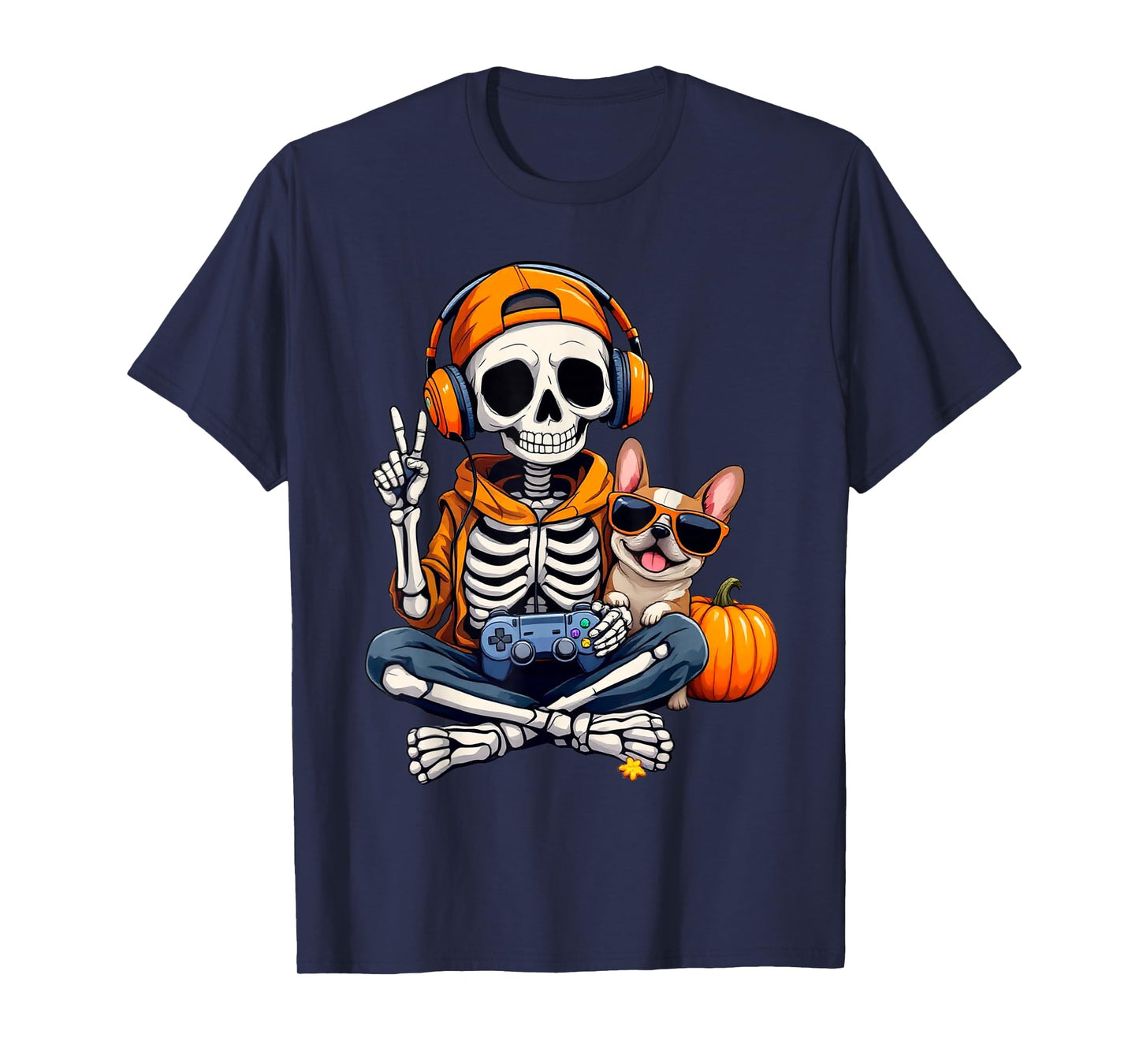 Halloween Skeleton Gamer Video Gaming Boys Men Kids Tees T-Shirt