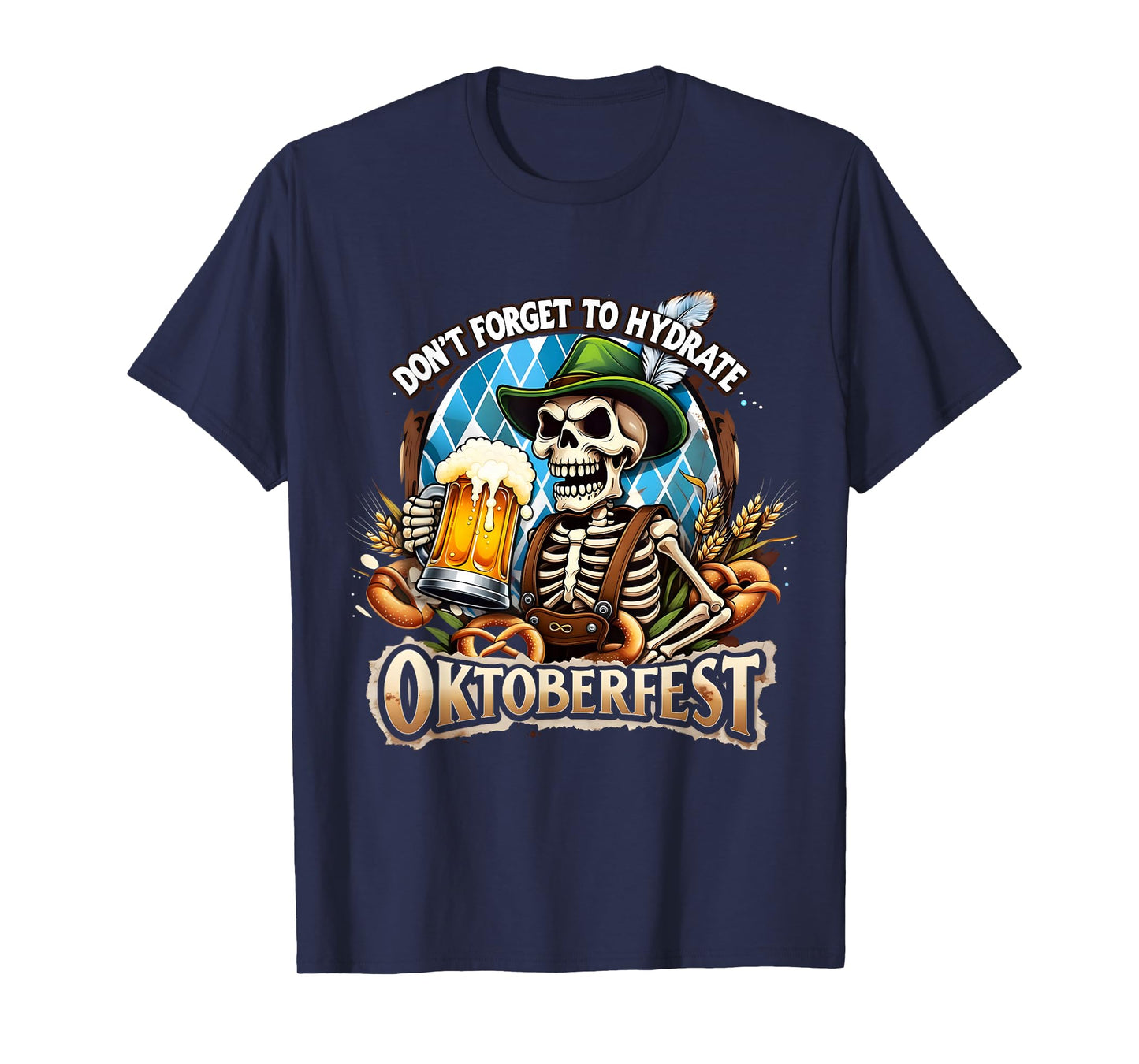 Oktoberfest Skeleton Funny Beer Drinking Hydrate T-Shirt