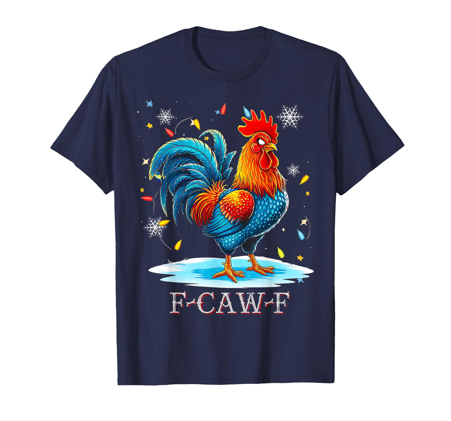 Christmas Rooster Chicken Santa Hat Funny Farm Humor Xmas T-Shirt