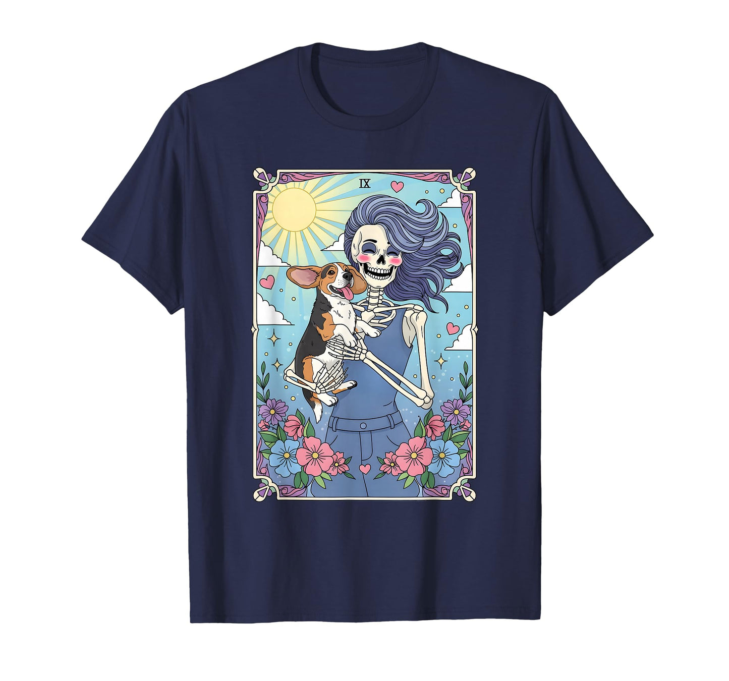 Beagle Dog Tarot Card Halloween Costume Skeleton T-Shirt