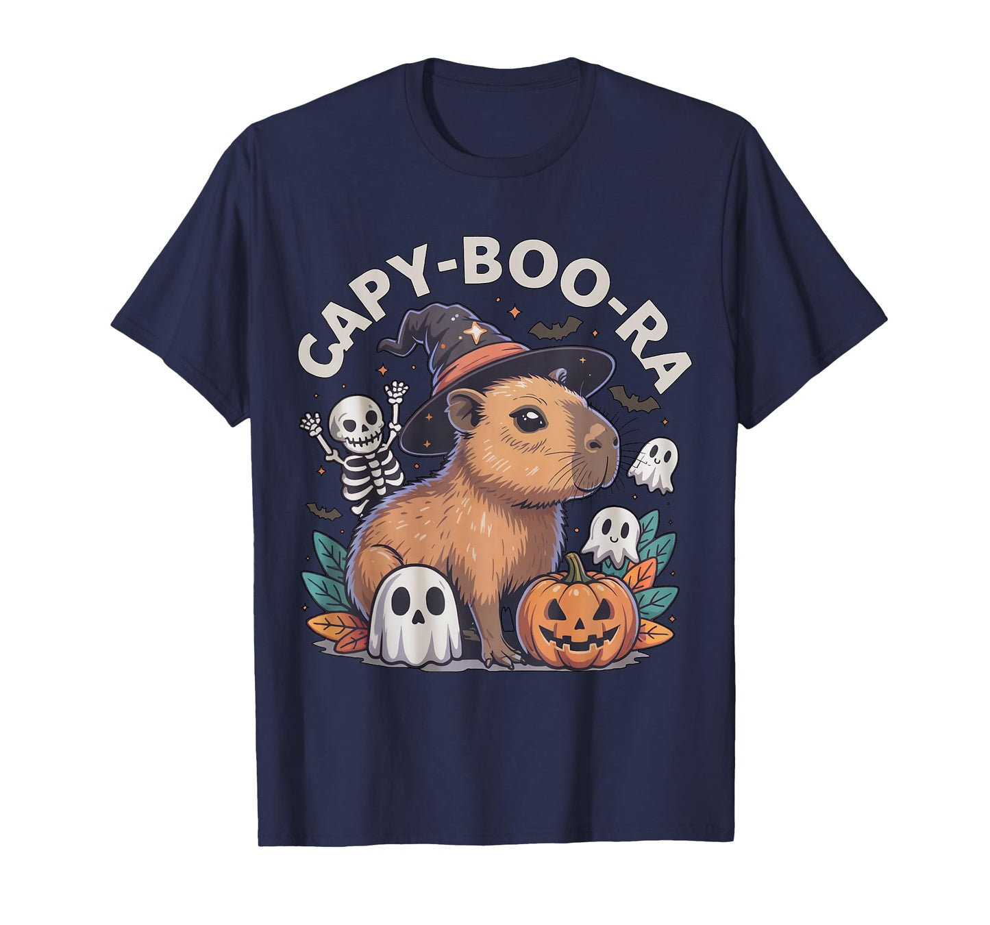 Funny Capybara Witch Hat Capy-Boo-ra Halloween Ghost Boo T-Shirt