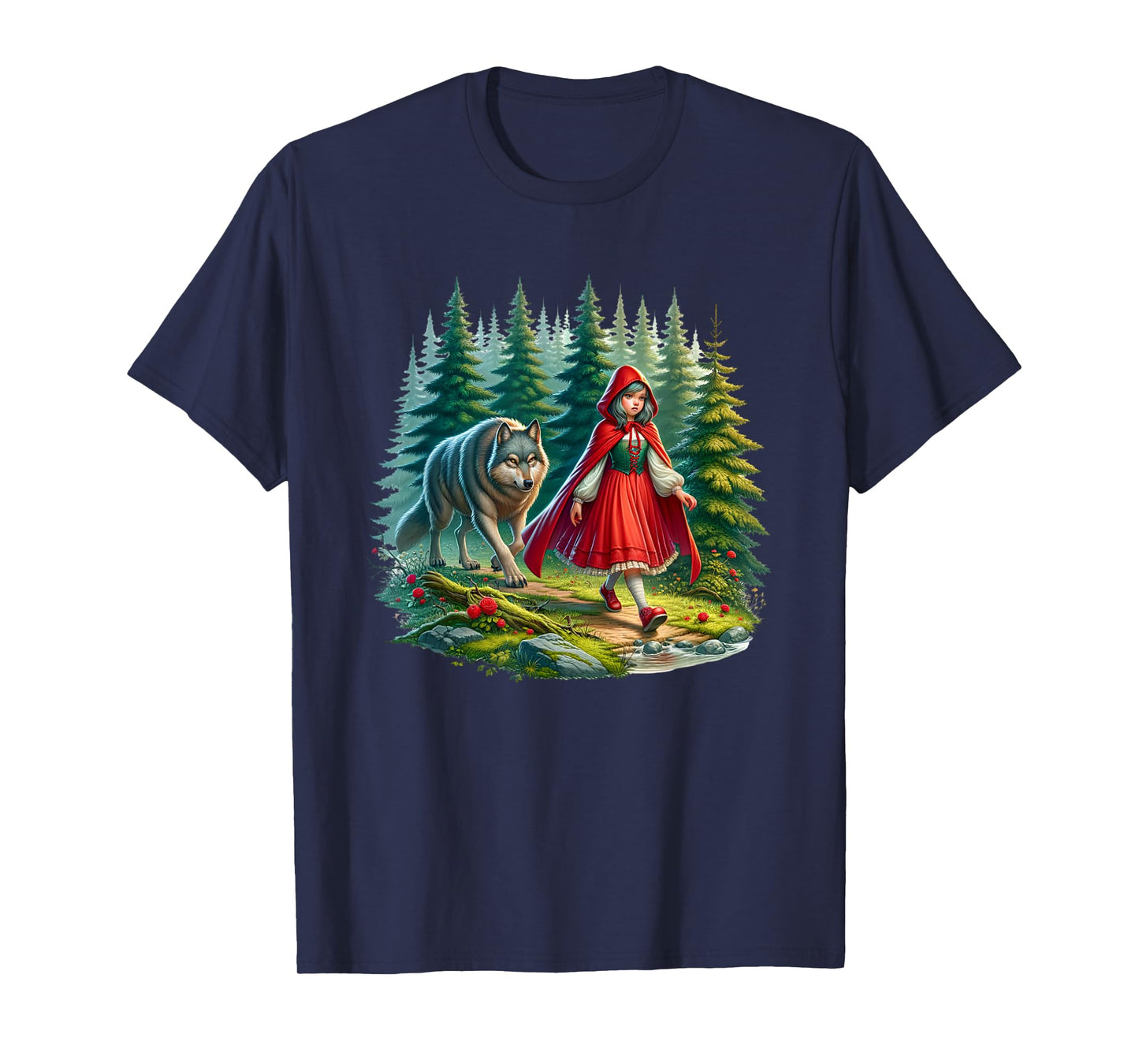 Little Red Riding Hood Stalked by Wolf Halloween Costume T-Shirt