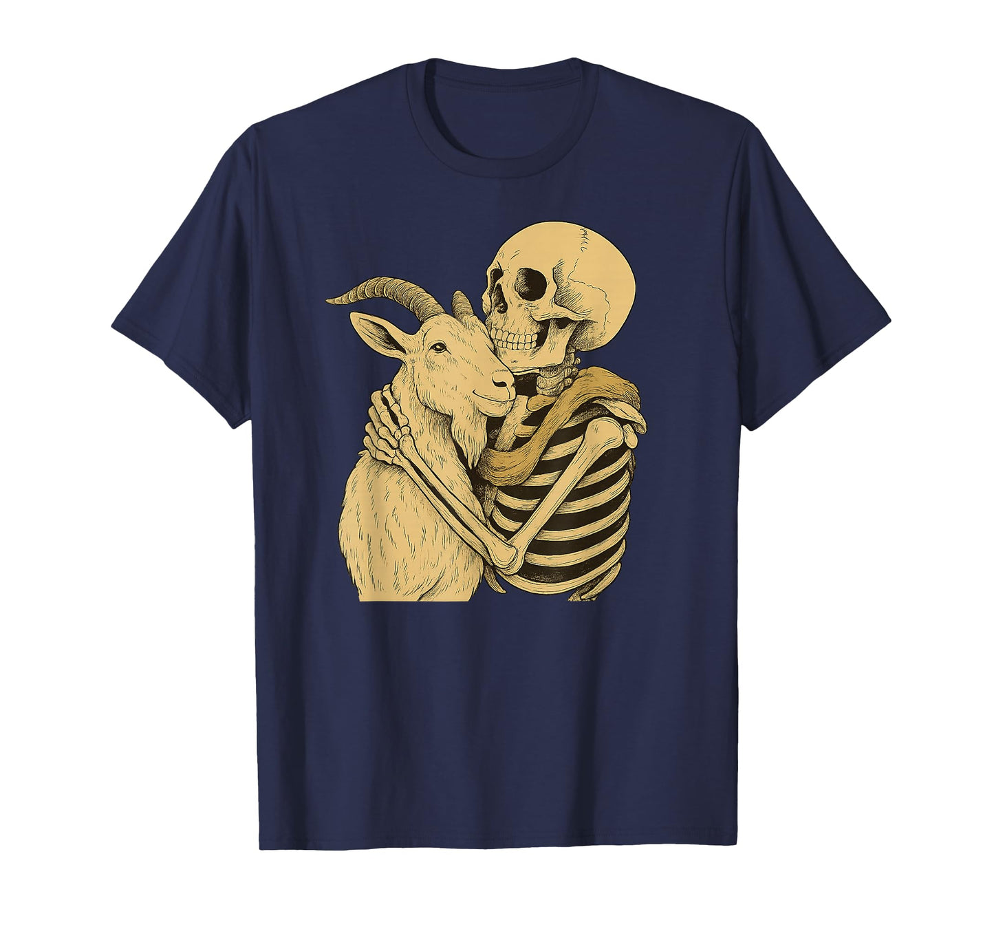 Skeleton Hugging Goat Halloween T-Shirt