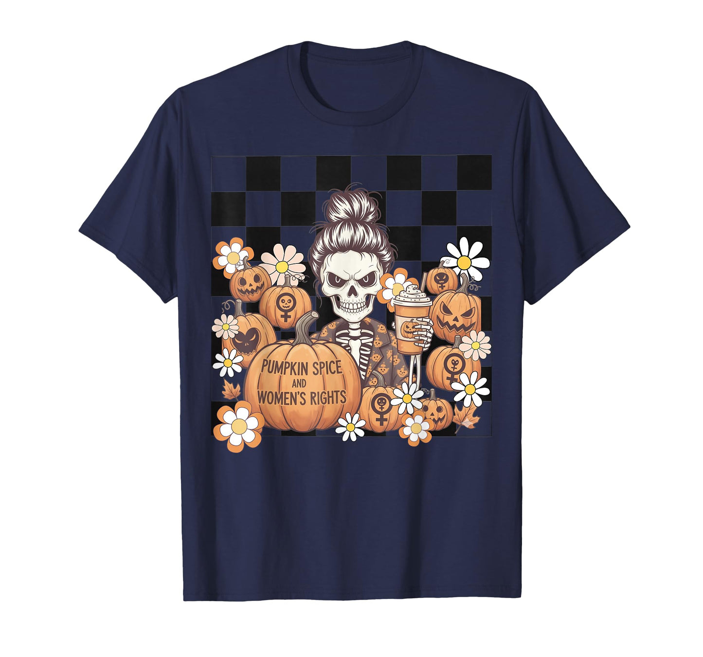 Pumpkin Spice and Women's Rights Skeleton Fall Feminist T-Shirt