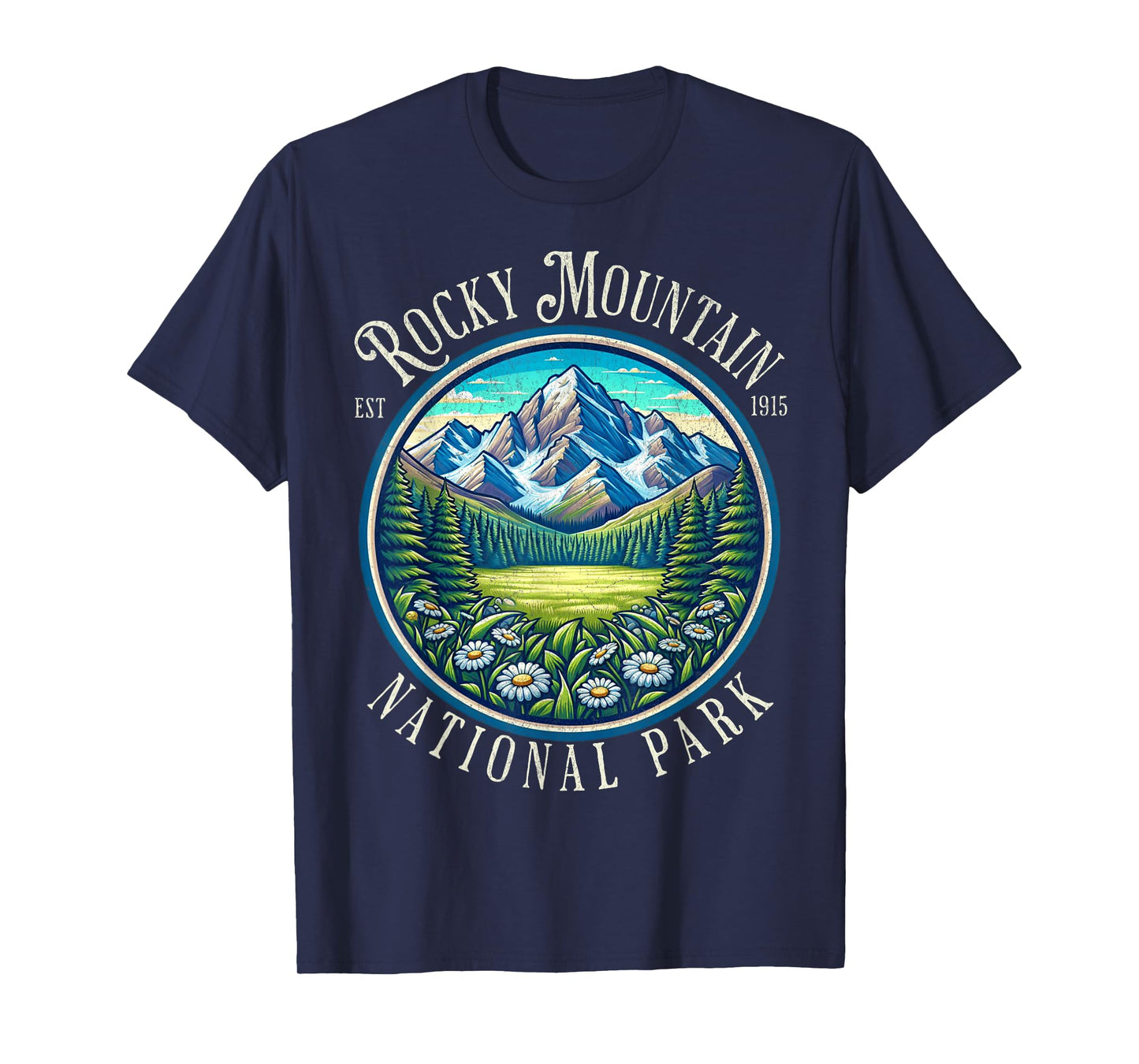 Retro Rocky Mountain National Park Hiking Camping Outdoor T-Shirt
