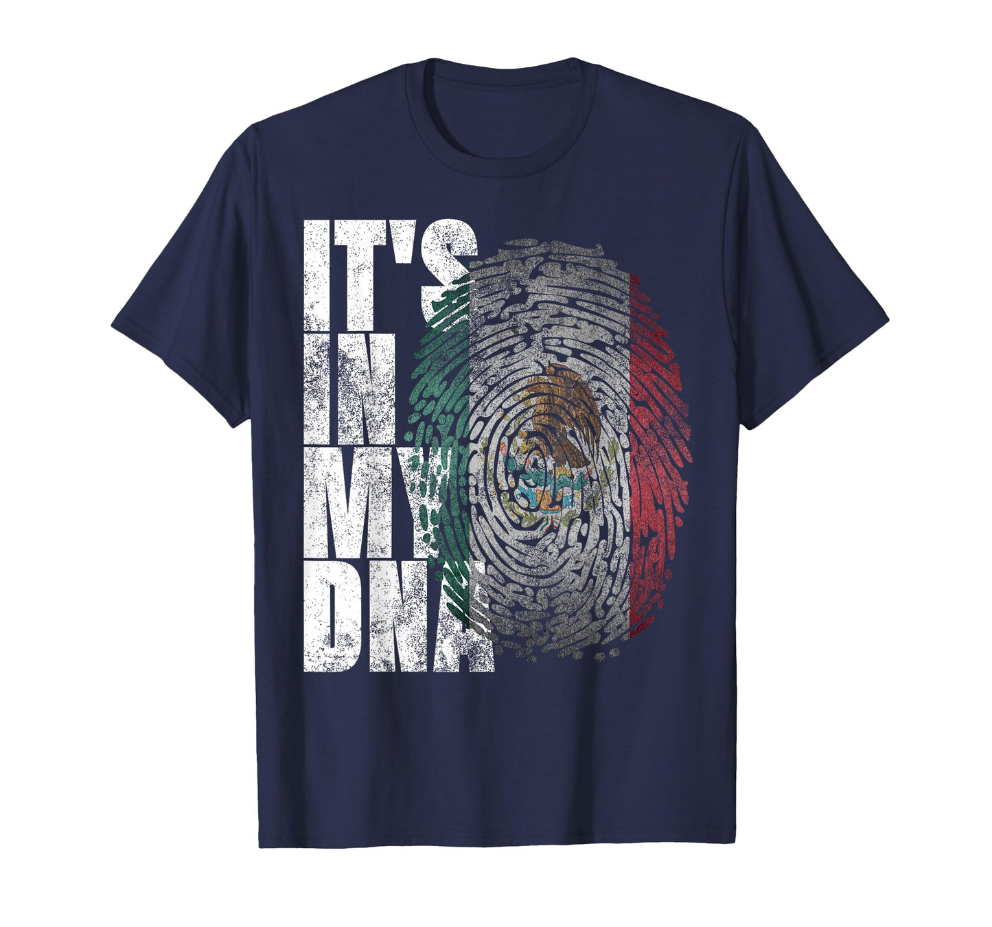 Patriotic Mexican Flag Apparel It's In My DNA Mexican Proud Hispanic Gift Mexico Flag T-Shirt - Unisex-Adults & Kids - Black - Short Sleeve - Small - Classic Fit