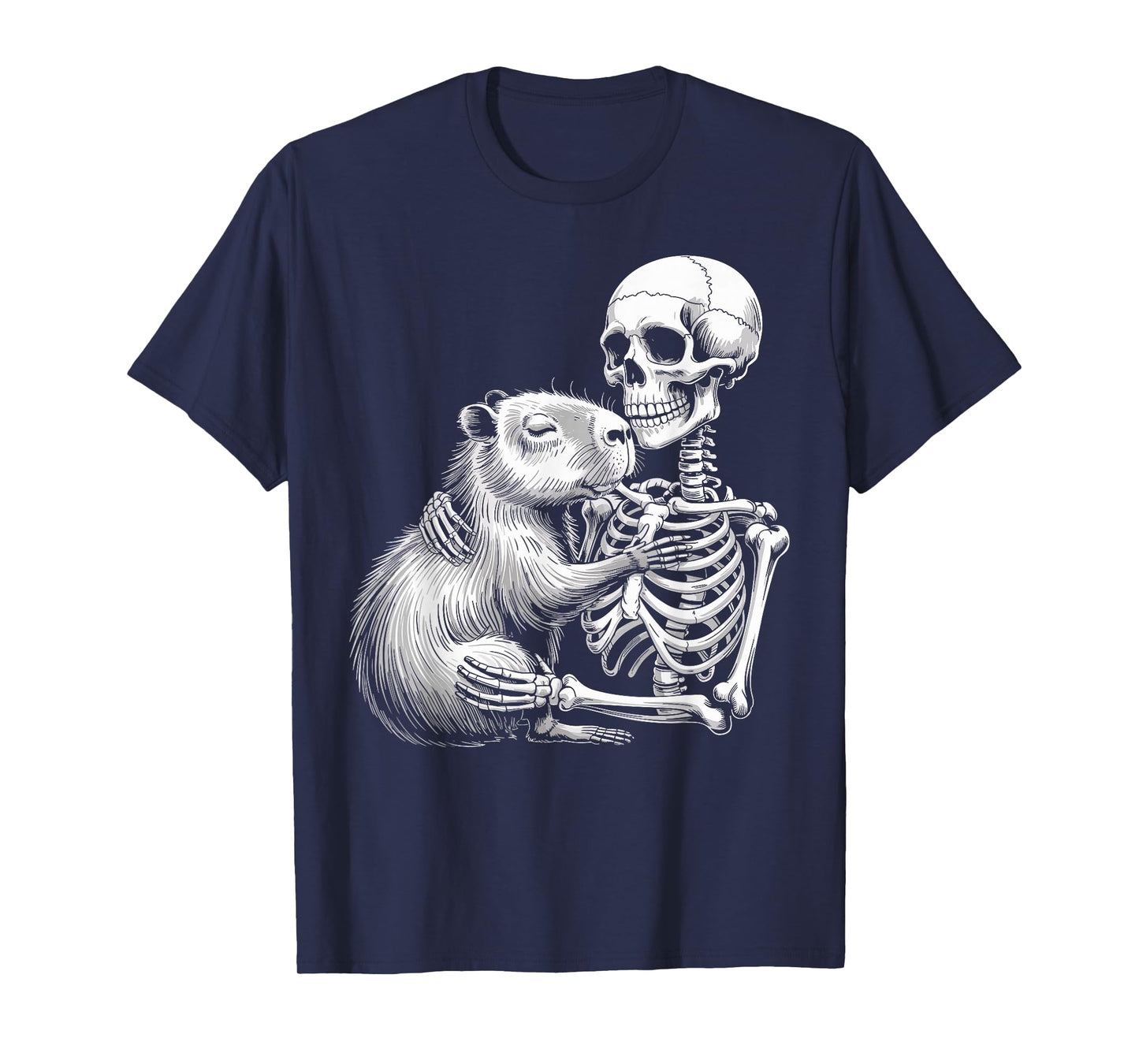 Spooky Skeleton Hugging Capybara Capy Lover Spooky Season T-Shirt