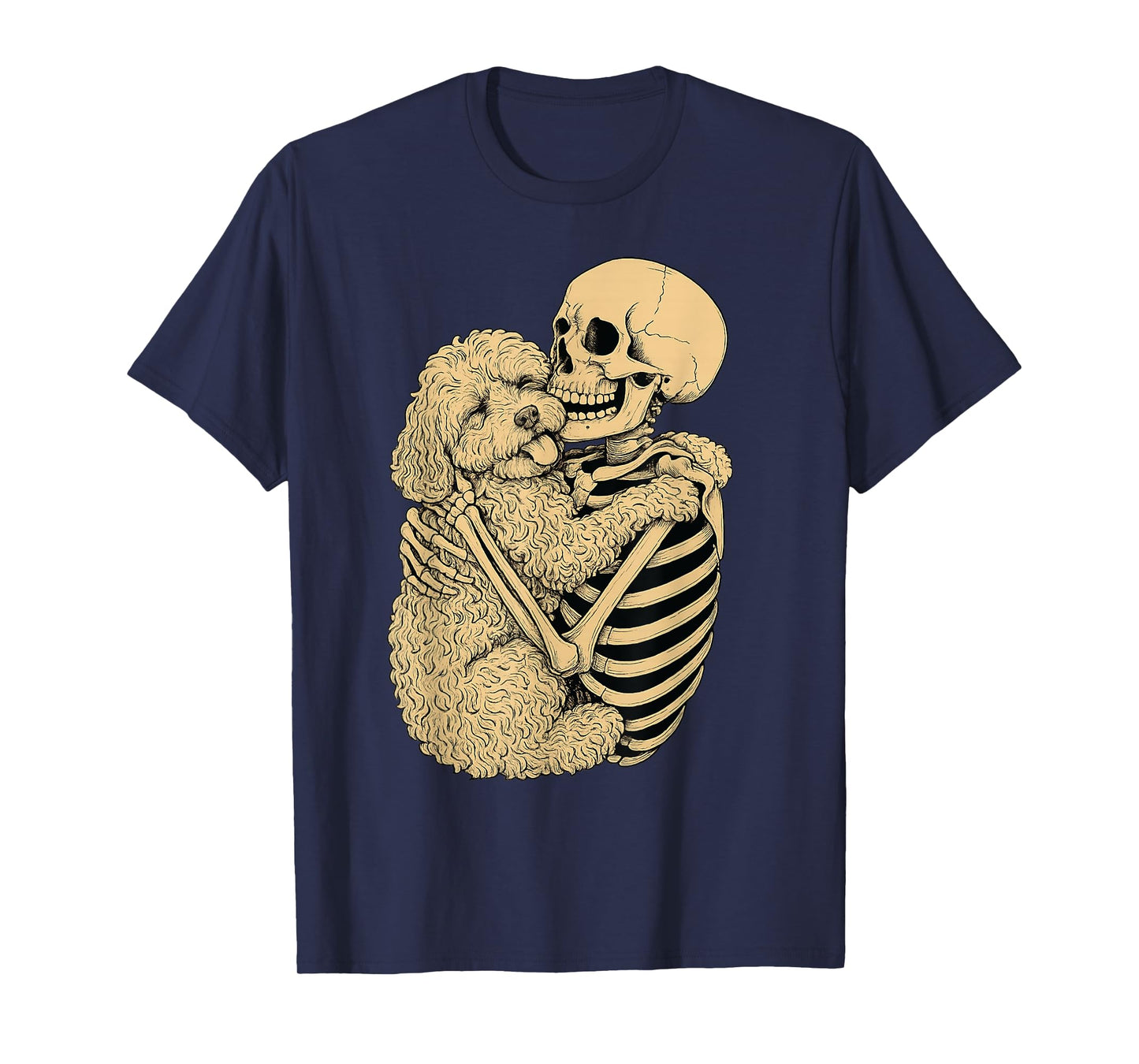 Skeleton Hugging Cockapoo Dog Halloween T-Shirt
