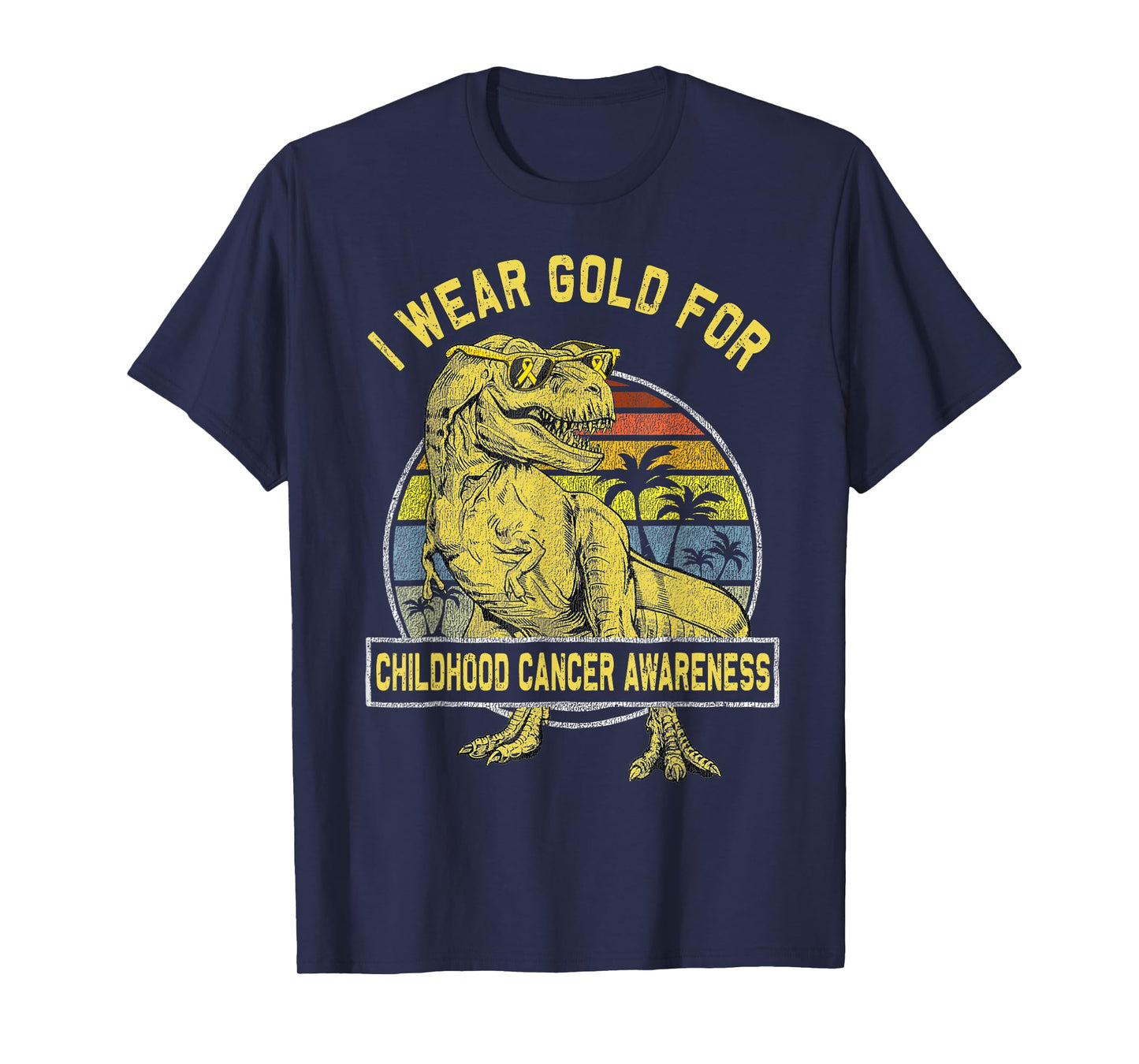 I Wear Gold For Childhood Cancer Awareness Dinosaur Boys T-Shirt