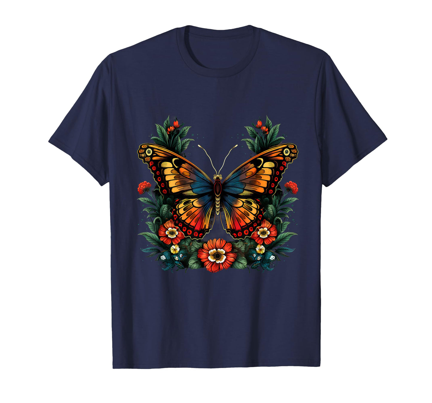 Butterfly Flower Artwork Floral Animal Art Nature Wildlife T-Shirt
