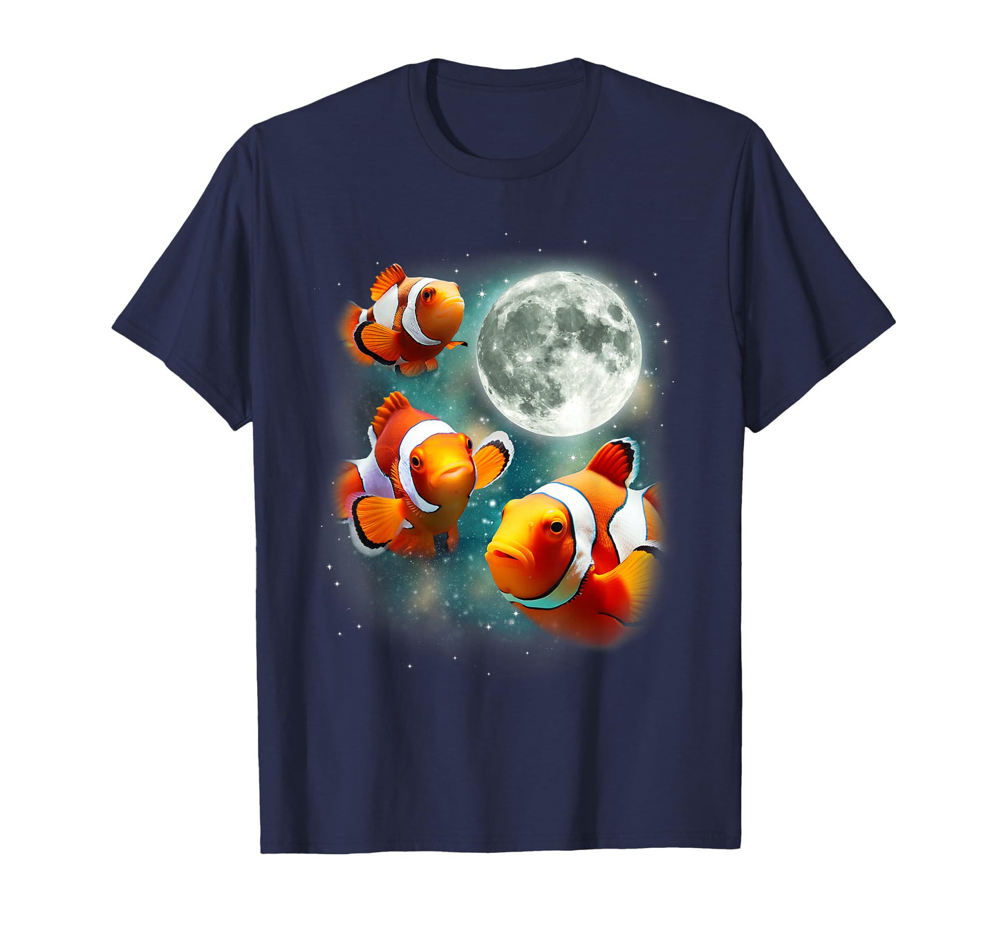 Three Clownfish Moon | Tropical Ocean Marine Clown Fish T-Shirt