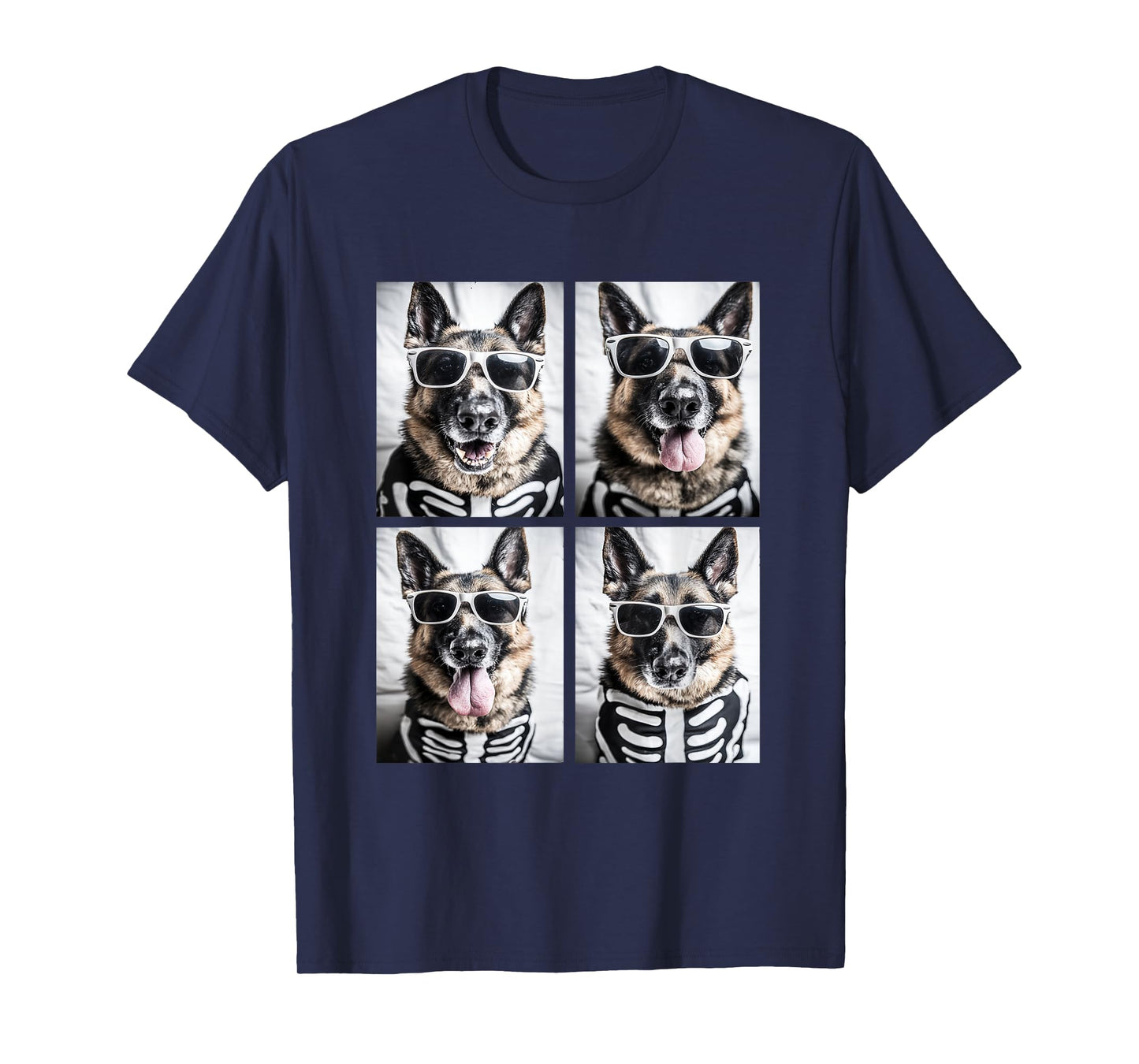 German Shepherds with Sunglasses Halloween Skeleton Costume T-Shirt