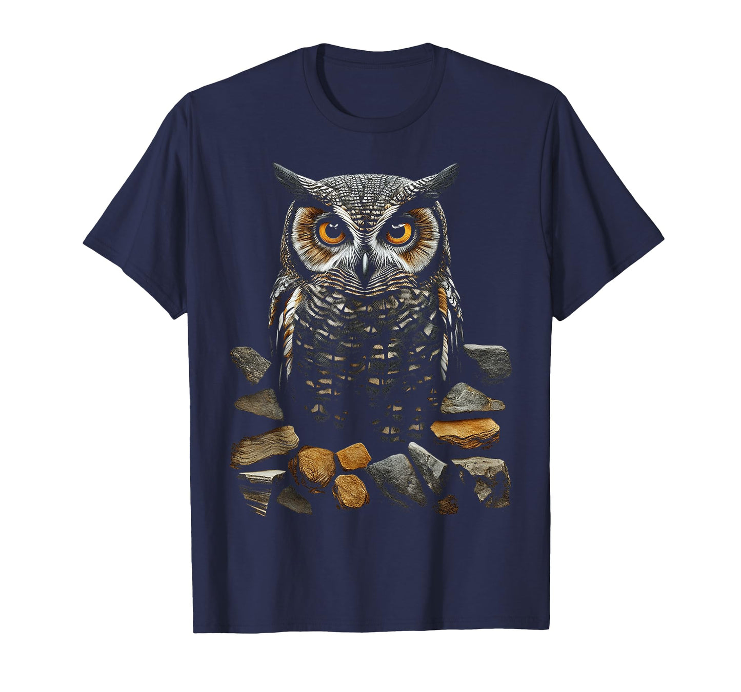 Owl Art Stones Animal Drawing Graphic Owl T-Shirt