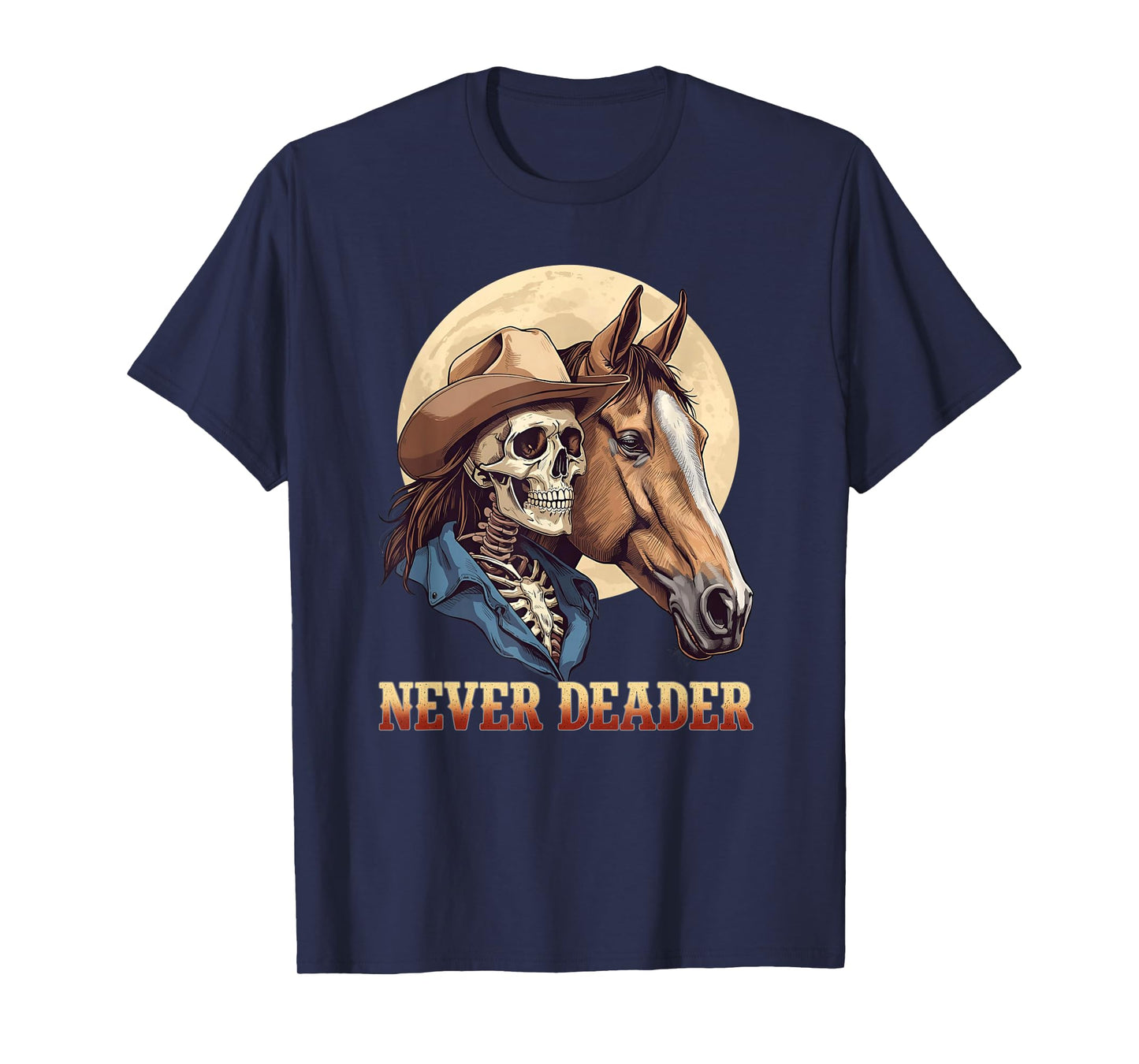 Skeleton Cowboy Riding Horse for Western Spooky Halloween T-Shirt