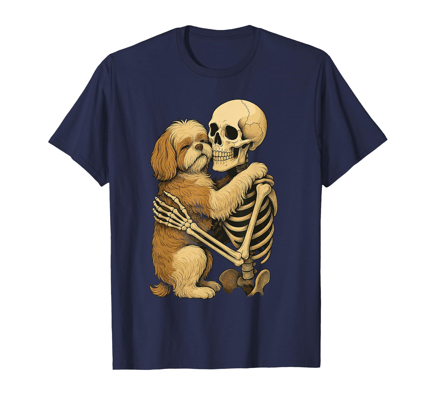 Skeleton Hugging Shih Tzu T-Shirt