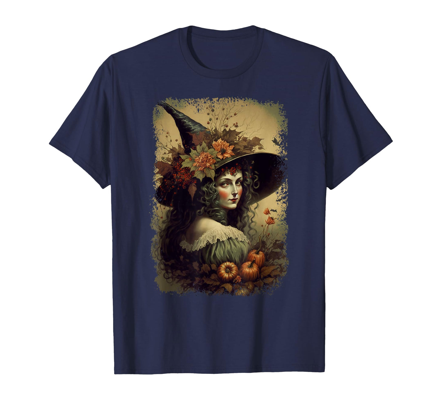 Vintage Nature Witch October Halloween Illustration T-Shirt