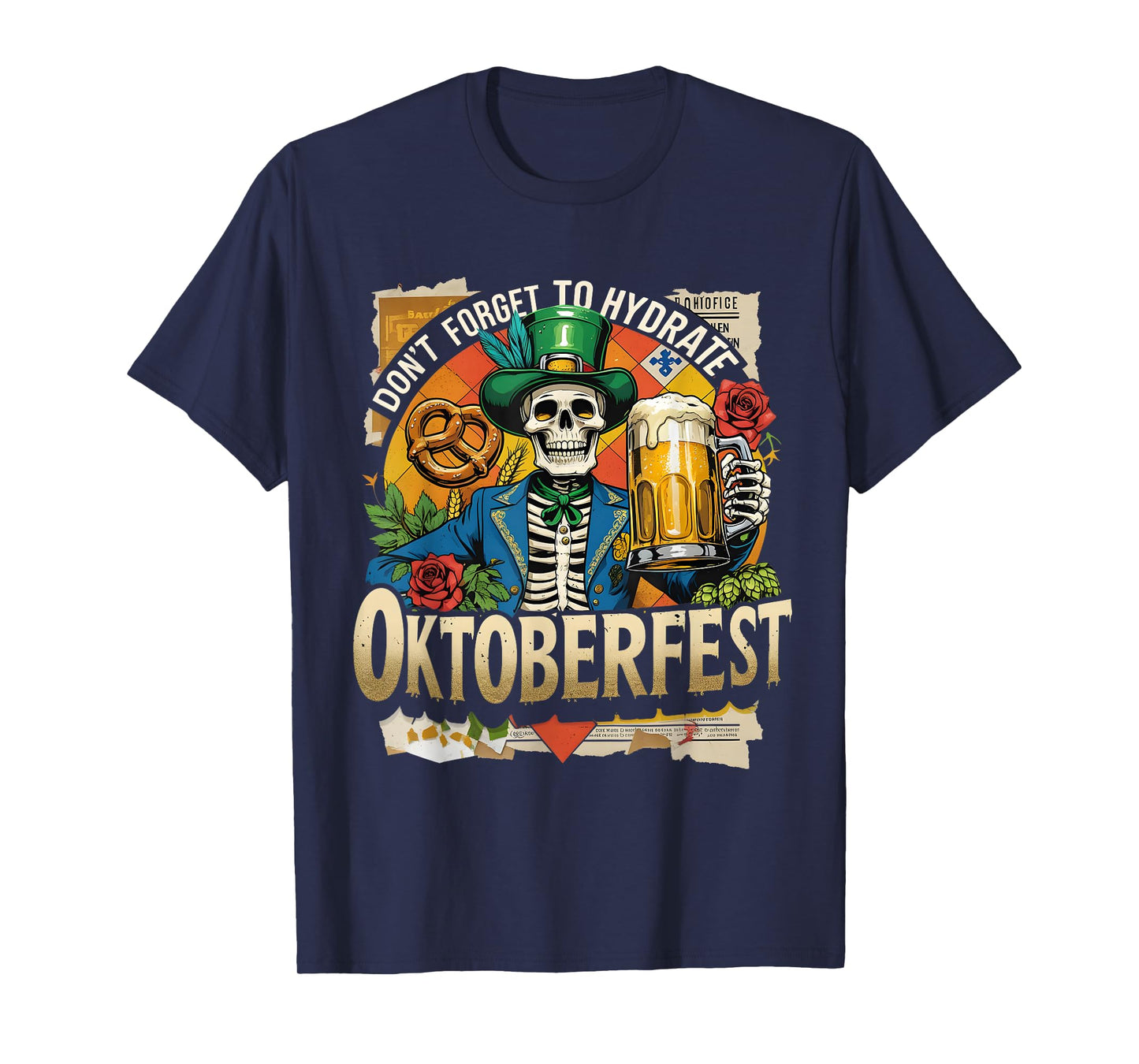 Oktoberfest Skeleton Funny Beer Drinking Hydrate T-Shirt