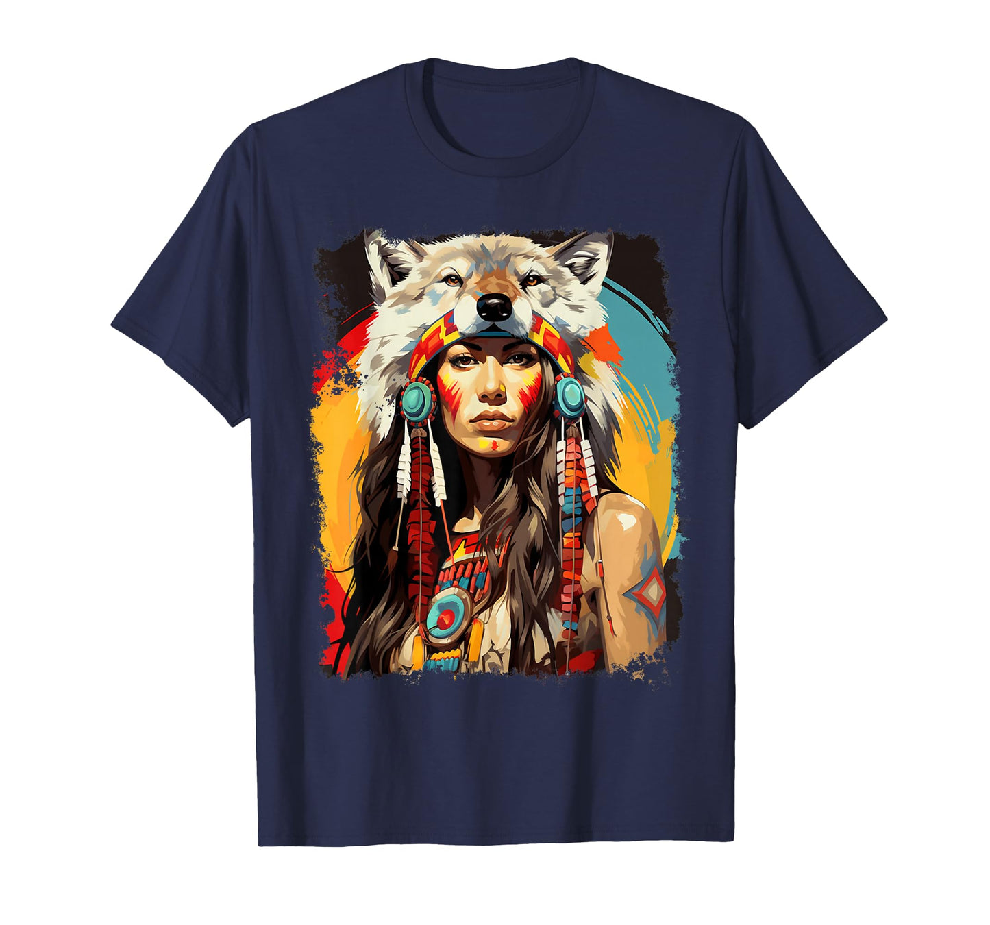 Indigenous Wolfwear Beautiful Native American T-Shirt - Unisex-Adults, Black, Small, Short Sleeve, Classic Fit
