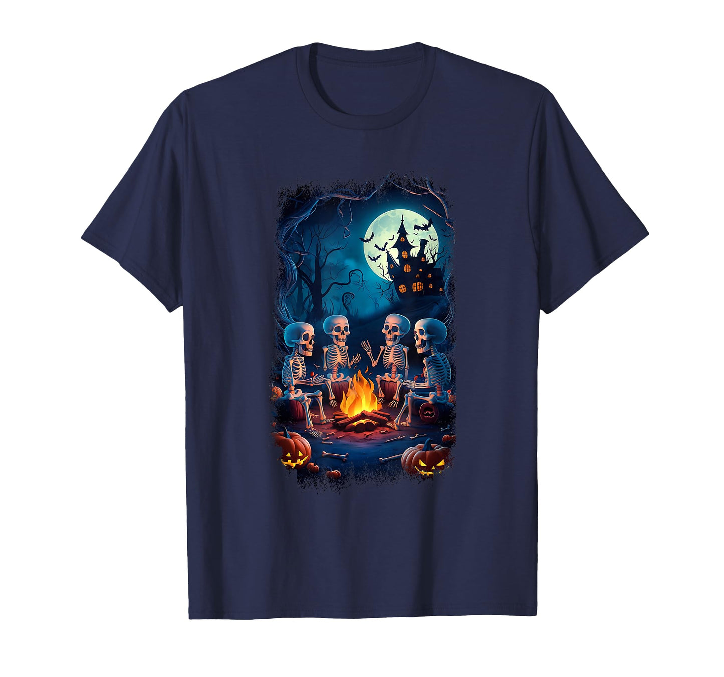 Vintage Ghost Gothic Skeleton Camping Halloween T-Shirt