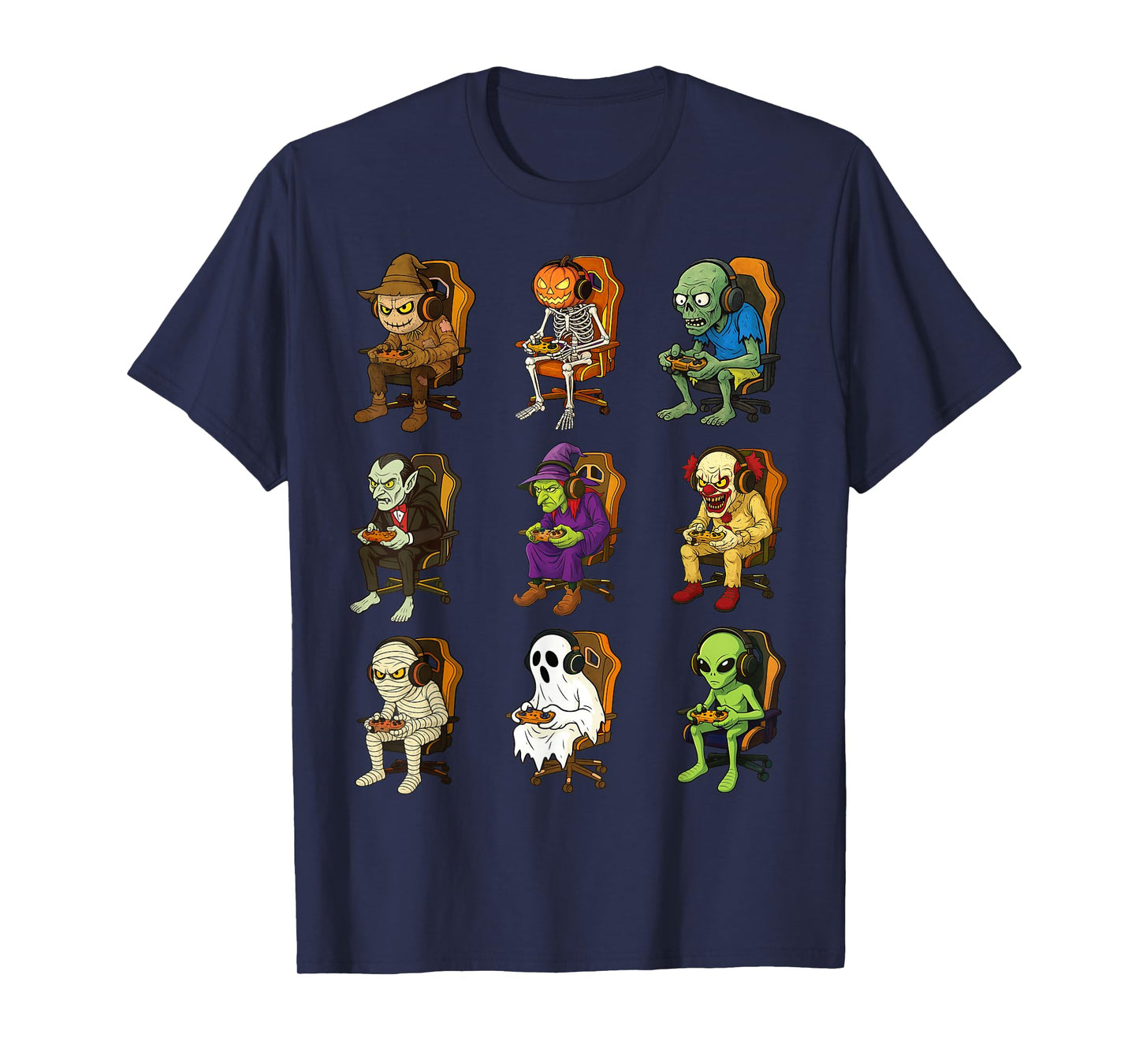 Gamer Halloween Zombie Vampire Witch Alien Scarecrow Gaming T-Shirt