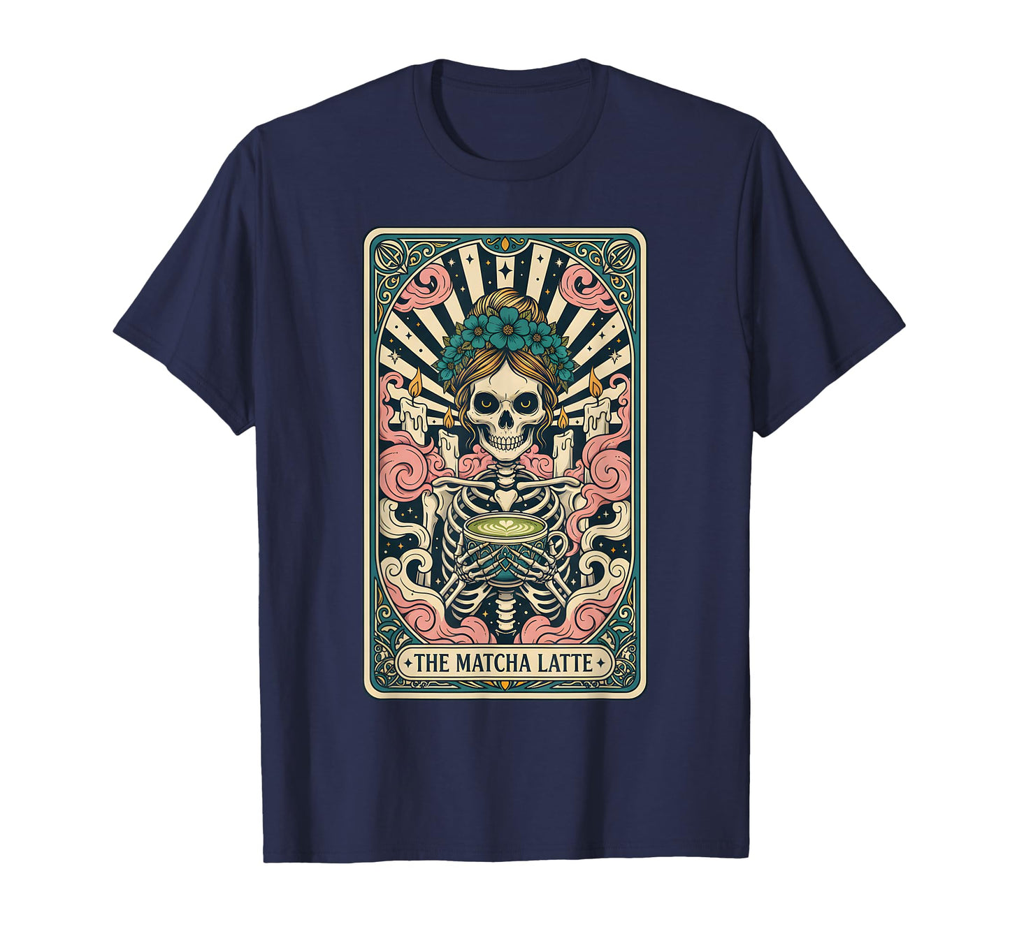 The Matcha Latte Gothic Skeleton Tarot Dark Art Design T-Shirt