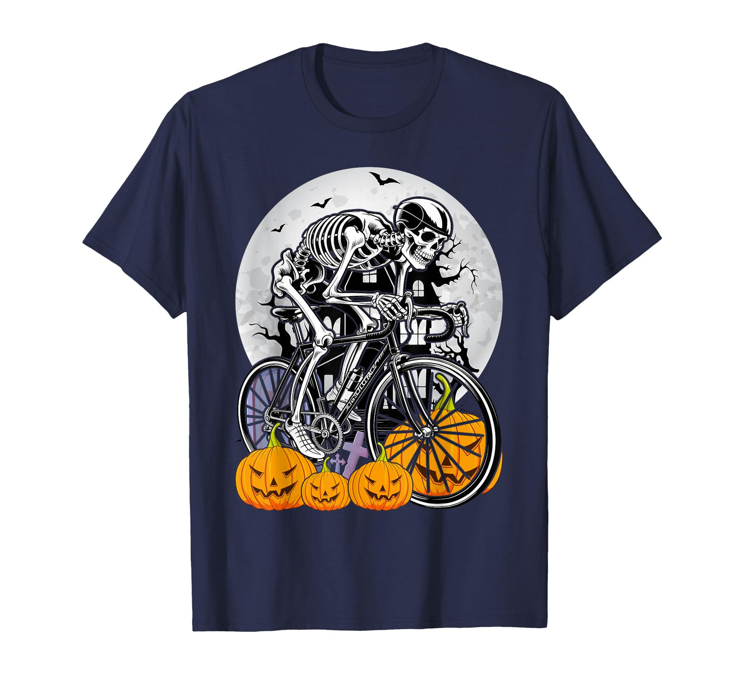 Skeleton Cyclist Bicycle Halloween Costume Men Women Kids T-Shirt