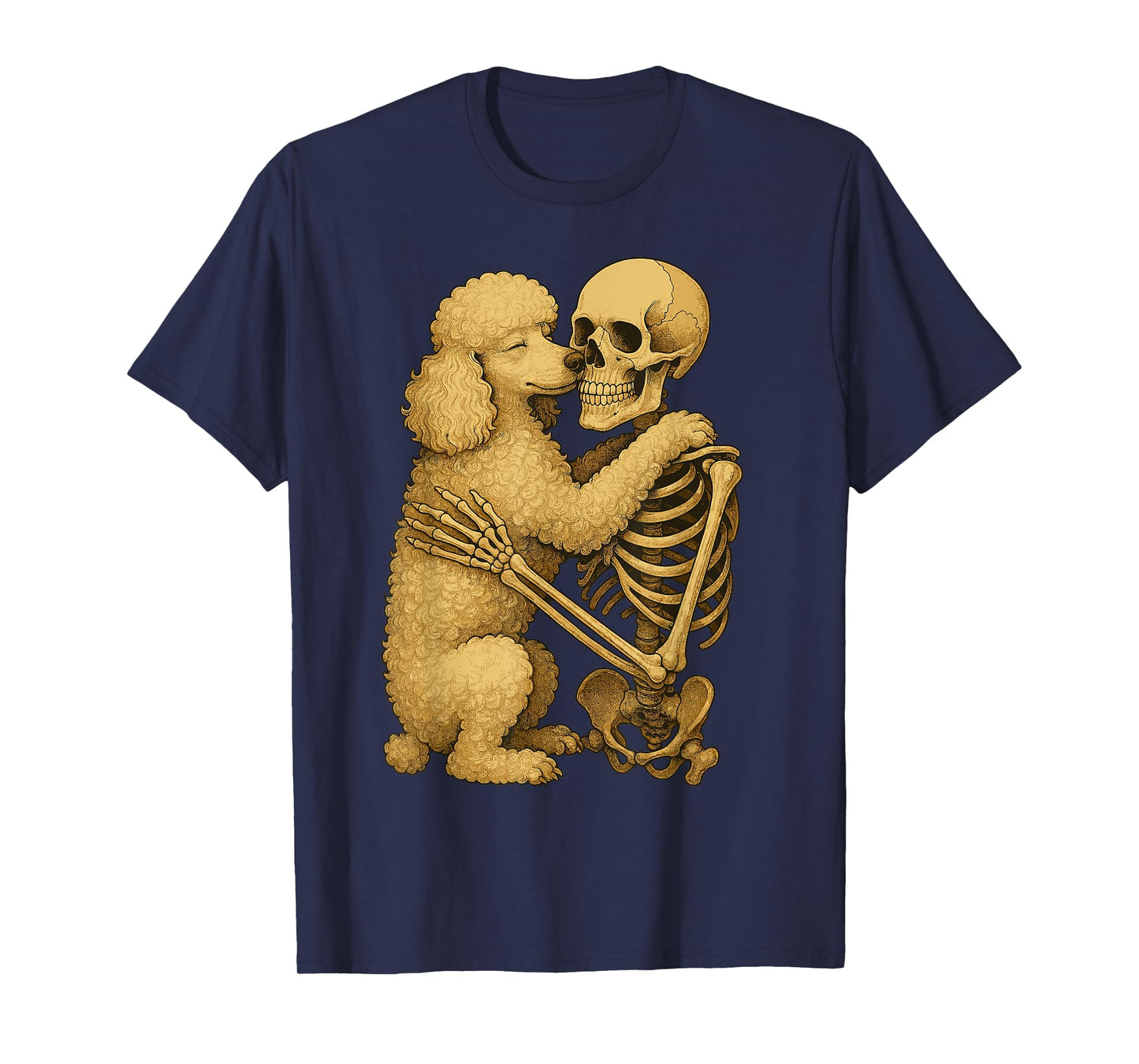Skeleton Hugging Poodle T-Shirt