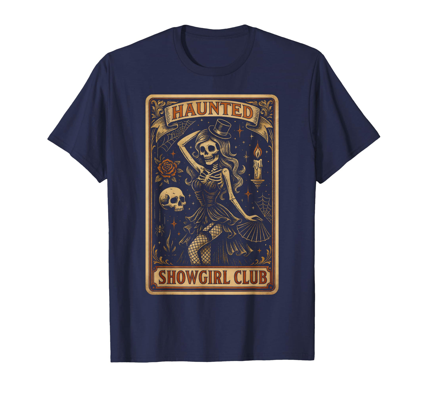 Haunted Showgirl Club Skeleton Gothic Vintage Burlesque T-Shirt