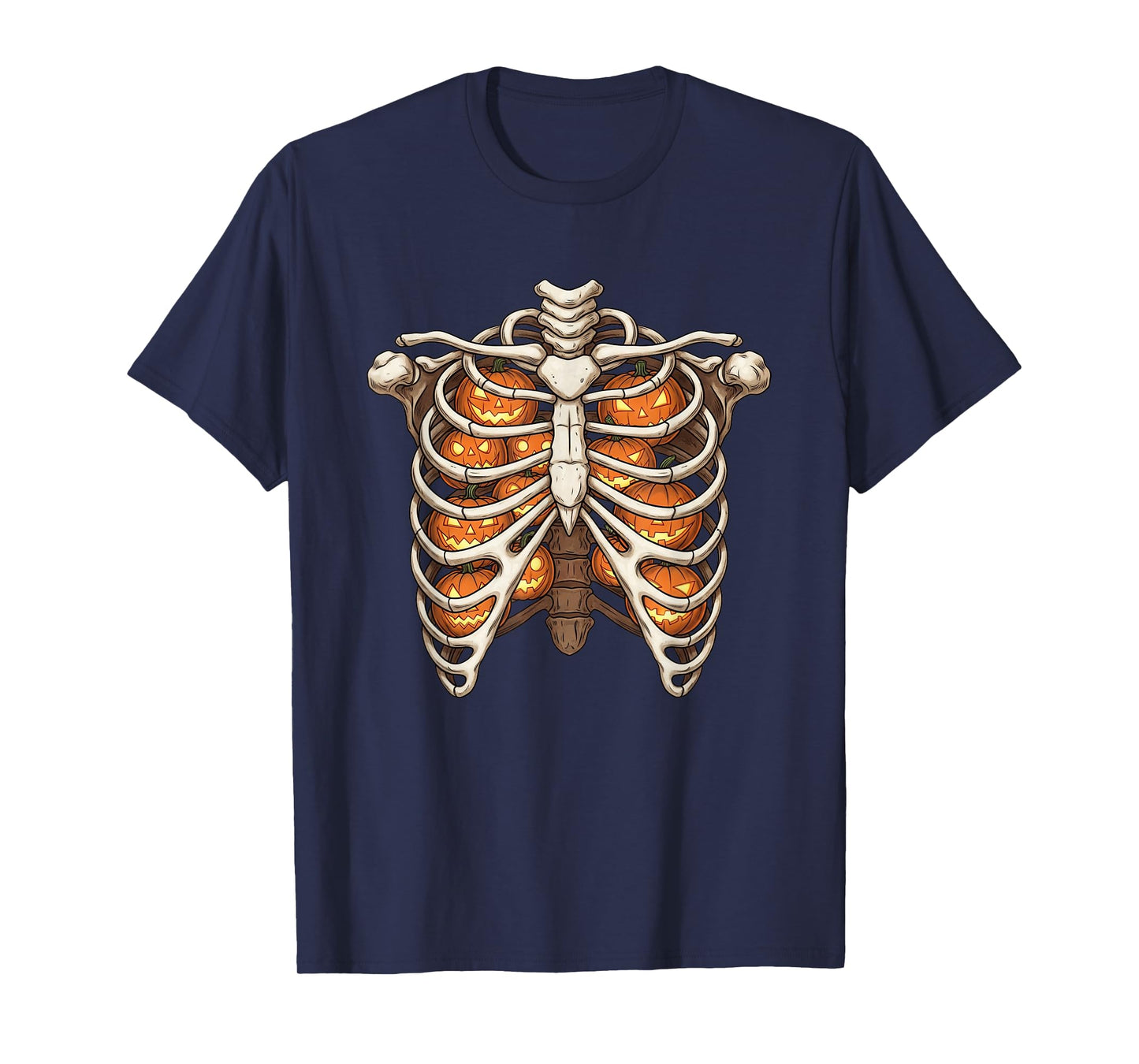 Ribcage Pumpkins Shirt Cute Skeleton Pumpkins Halloween Tee T-Shirt