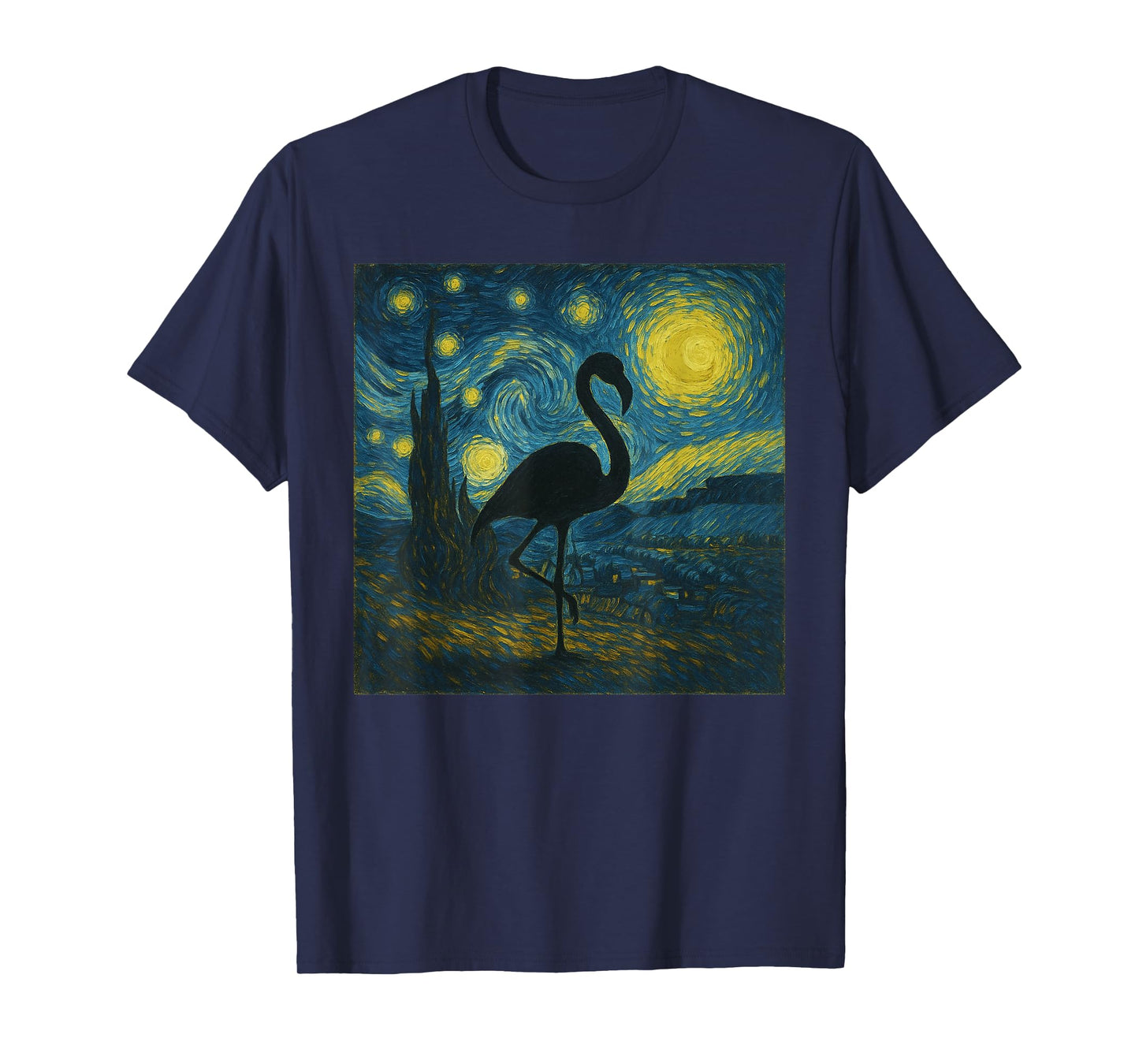 Starry Night Van Gogh Flamingo Funny Graphic T-Shirt