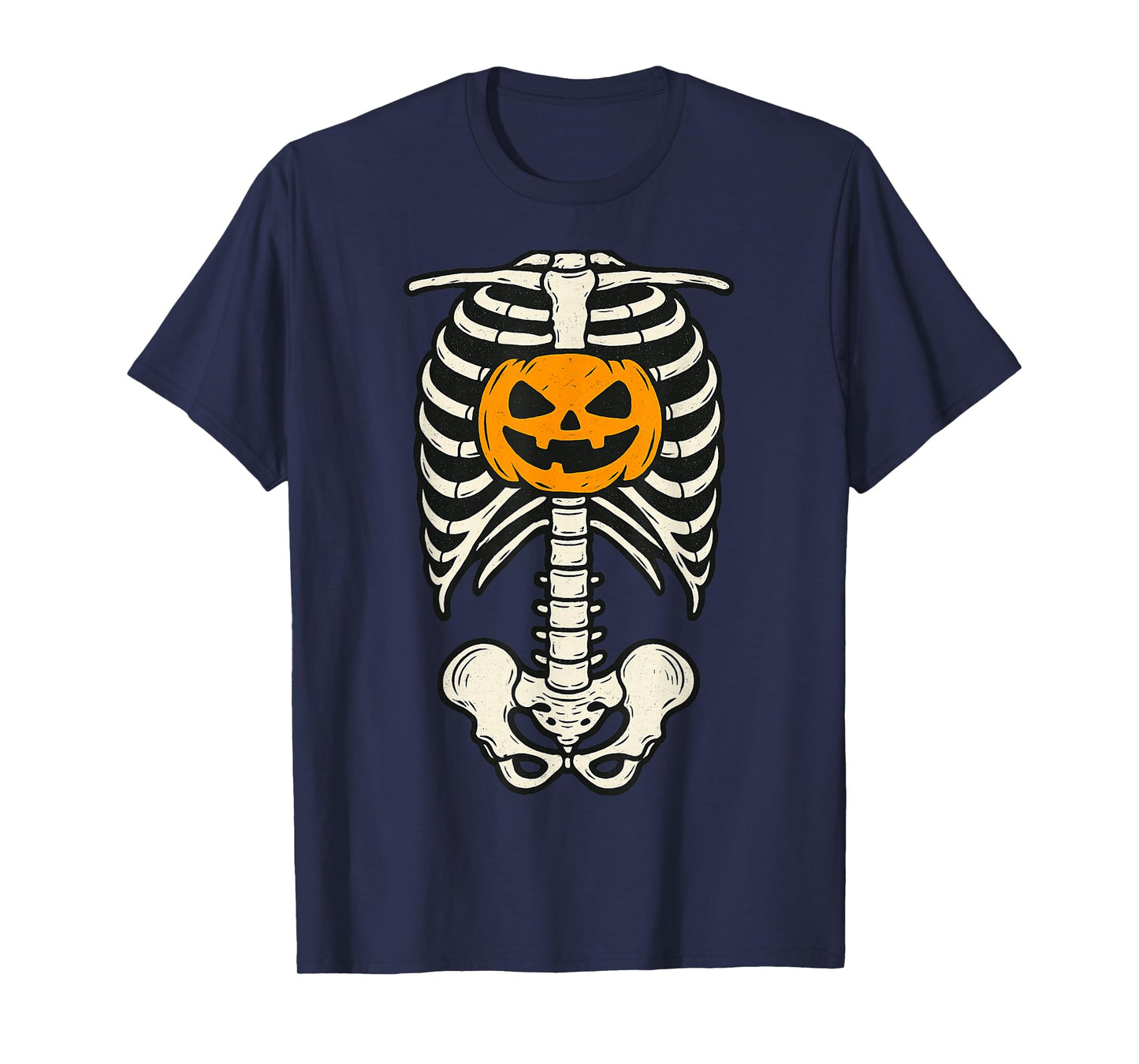Funny Pumpkin Skeleton Rib Cage Costume Party Halloween T-Shirt
