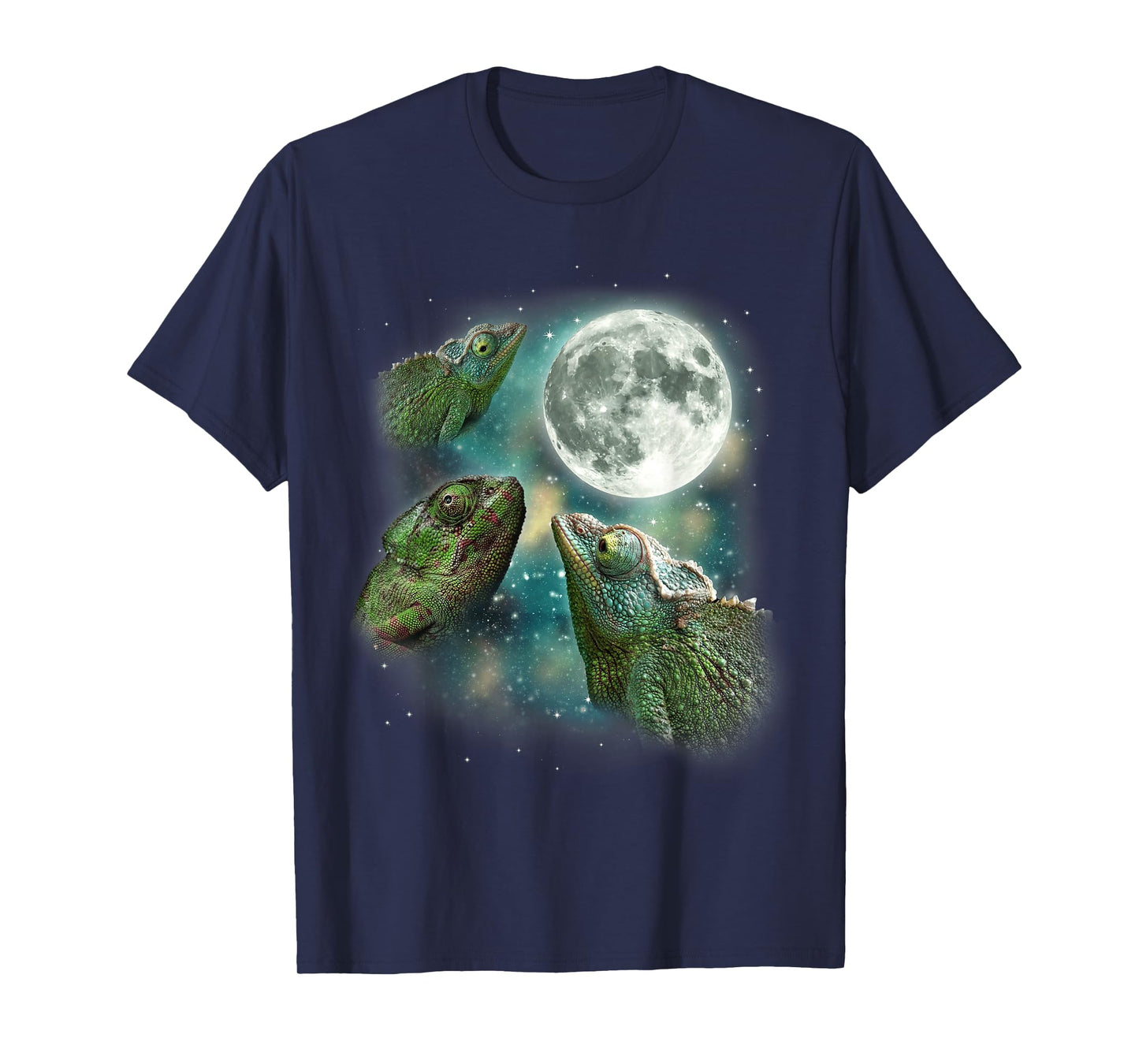 Three Chameleon Moon | 3 Magic Forest Reptile Jungle Animal T-Shirt