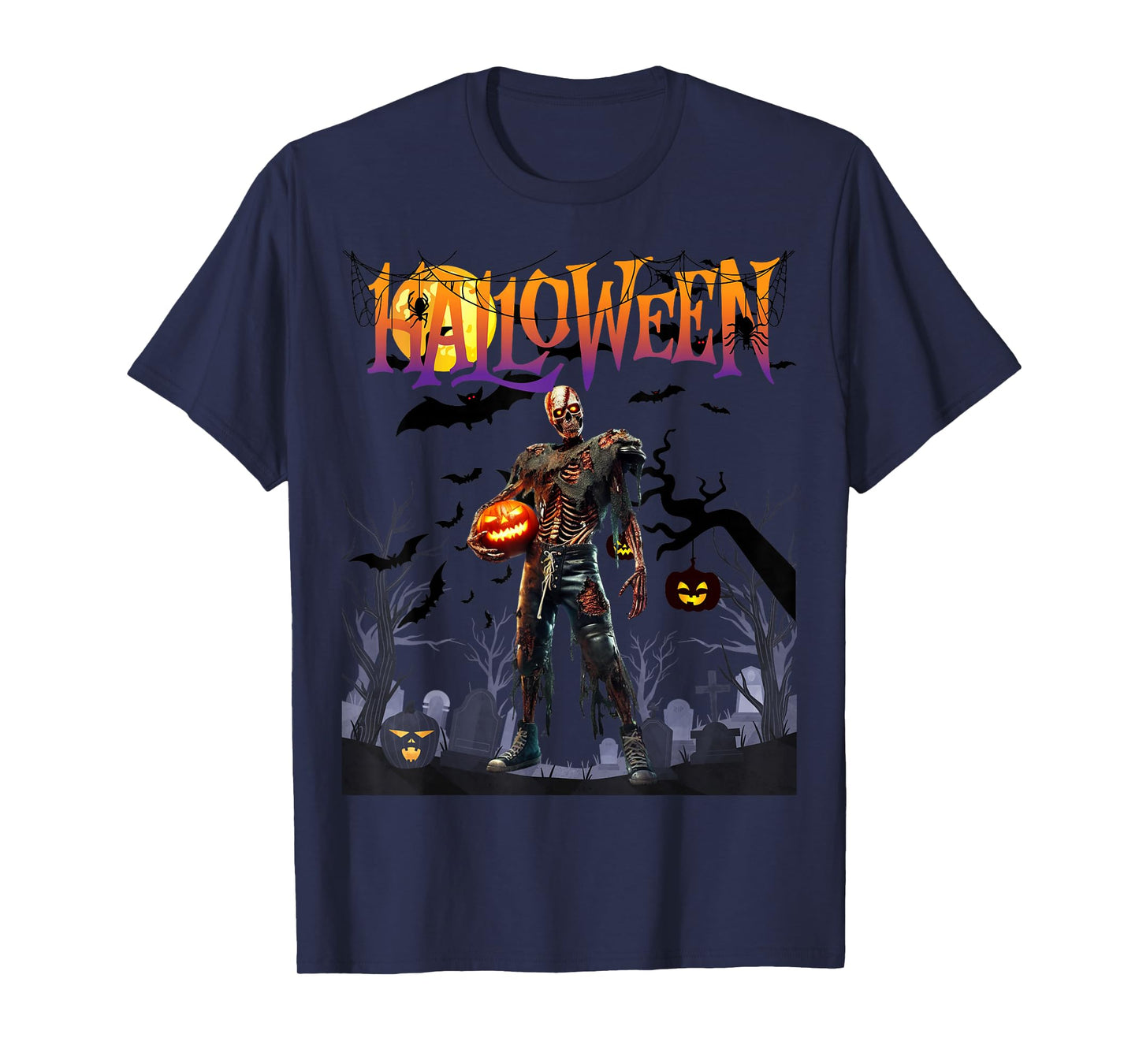 Halloween Skeleton Football Pumpkin T-Shirt