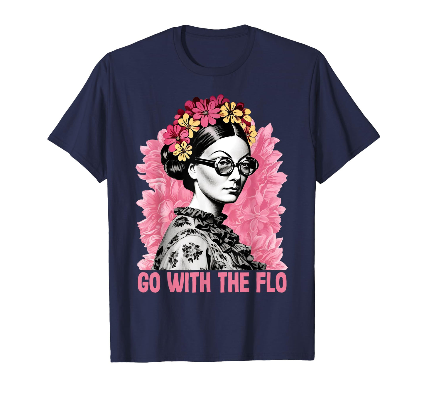 Go With The Flo Funny Florence Nightingale Floral Nurse Art T-Shirt
