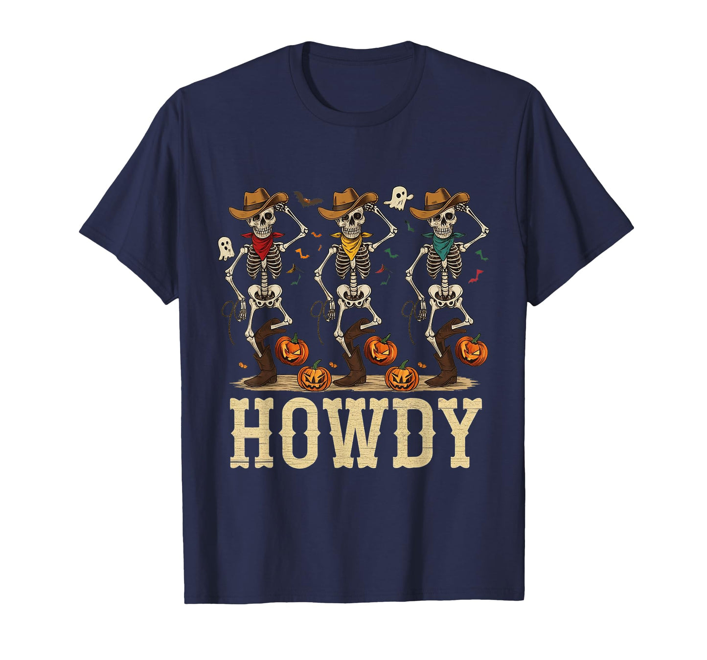 Howdy Dancing Skeleton Cowgirl Western Halloween T-Shirt