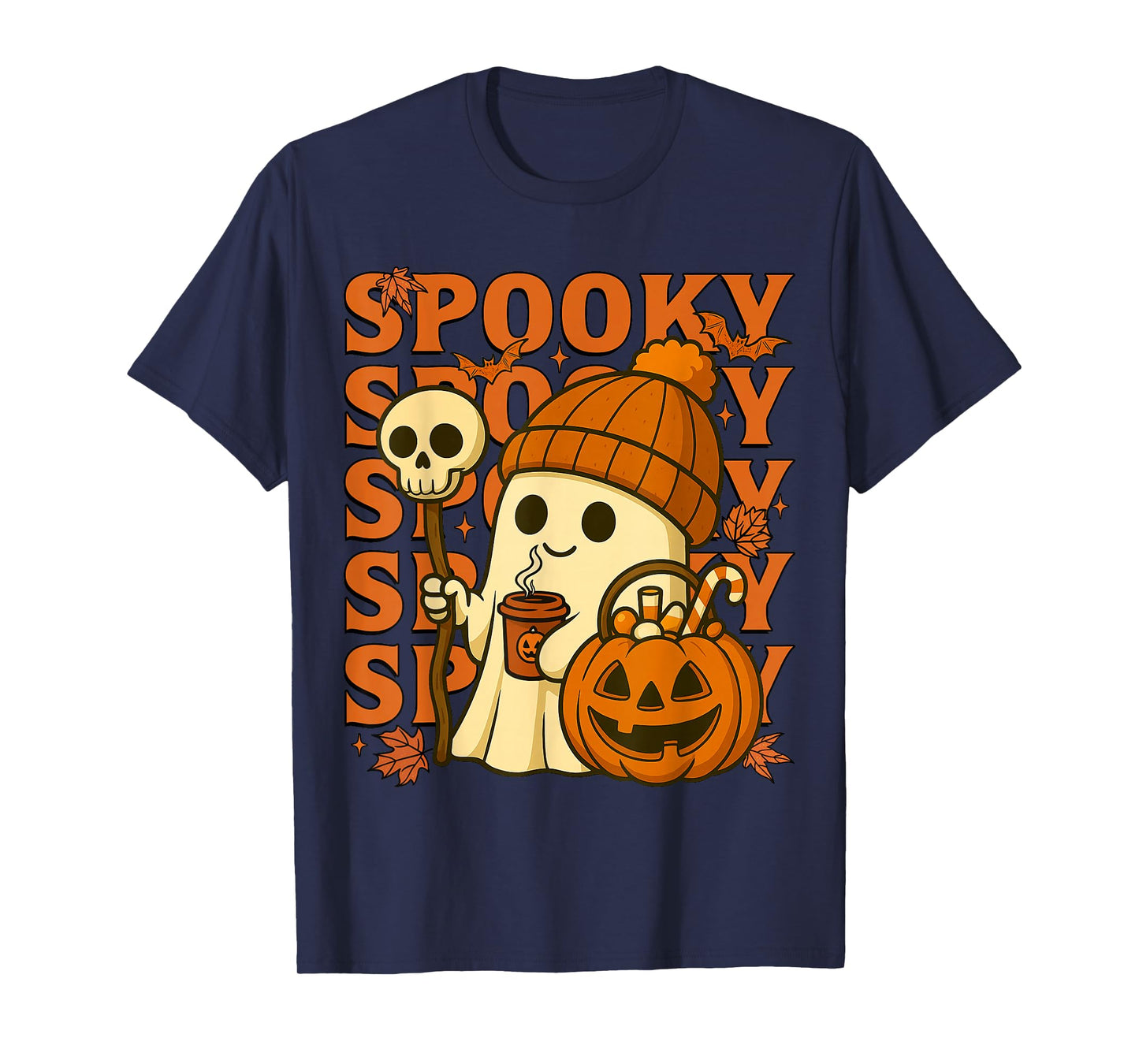 Retro Halloween Spooky Boo Ghost Trick Or Treat Candy Kids T-Shirt
