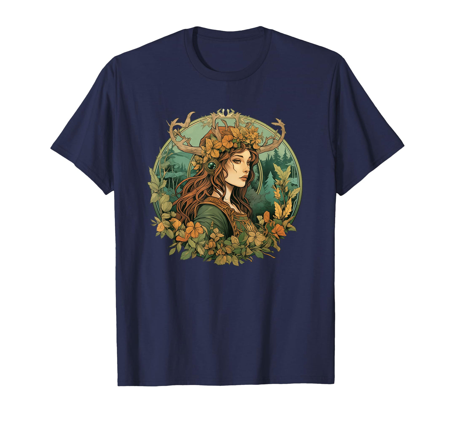Art Nouveau Female Druid Adventurer Wanderer Nature Roleplay T-Shirt