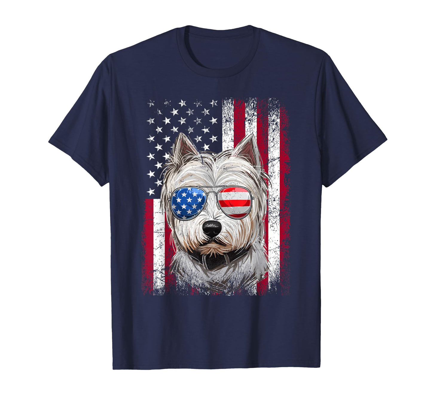 American Flag Patriotic Westie Dog Lover 4th Of July T-Shirt