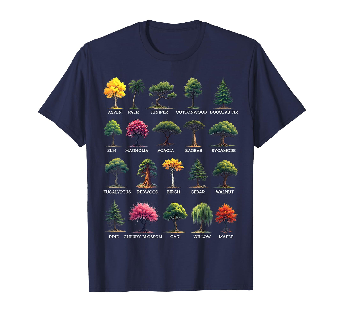 Types Of Trees Earth Day Nature Dendrology Environment T-Shirt