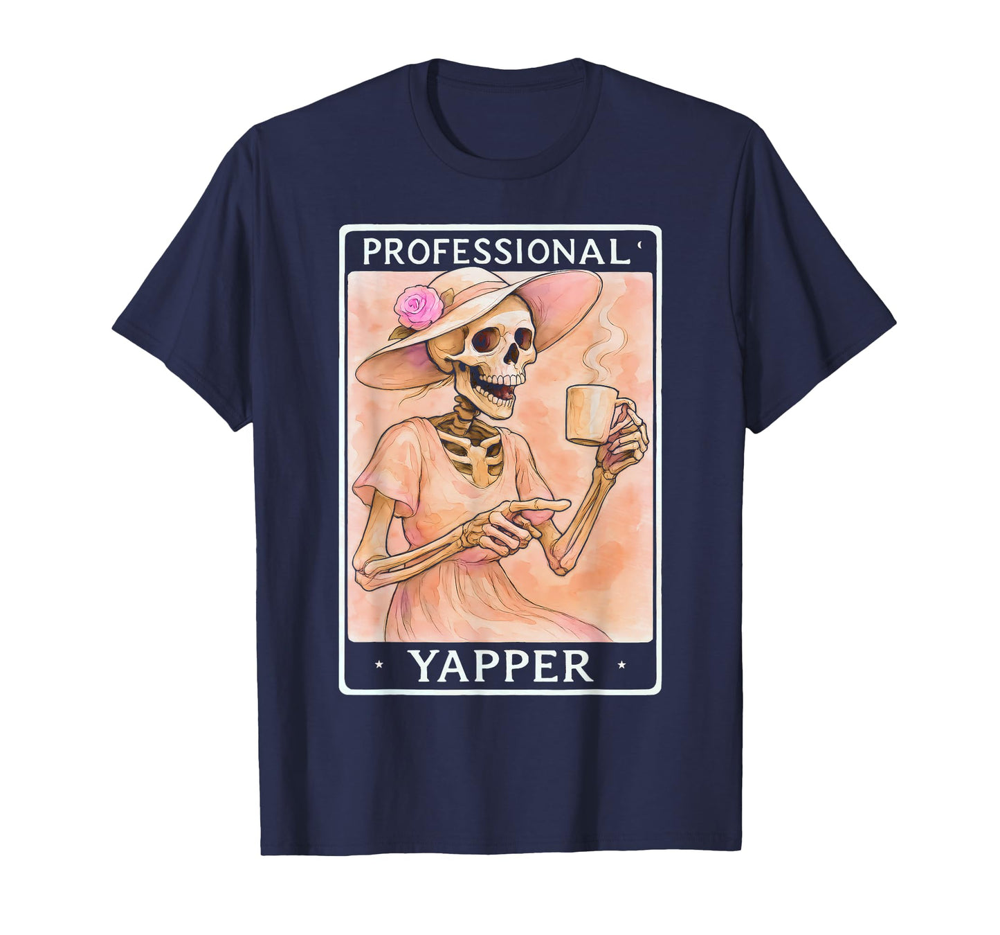 Professional Yapper Shirt Funny Skeleton Coffee Tarot Card T-Shirt