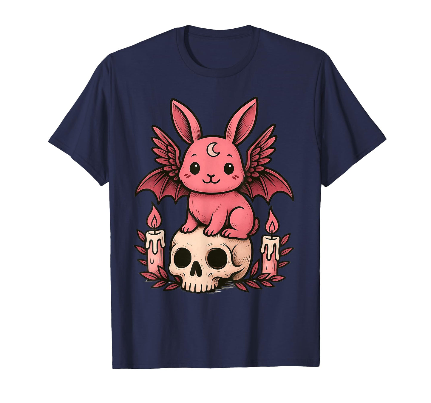 Kawaii Pastel Alt Goth Cute Creepy Rabbit Bat Skeleton Bunny T-Shirt