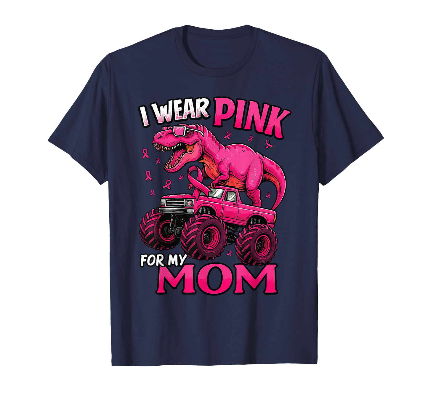 I Wear Pink for My Mom Breast Cancer Awareness Dinosaur Kids T-Shirt