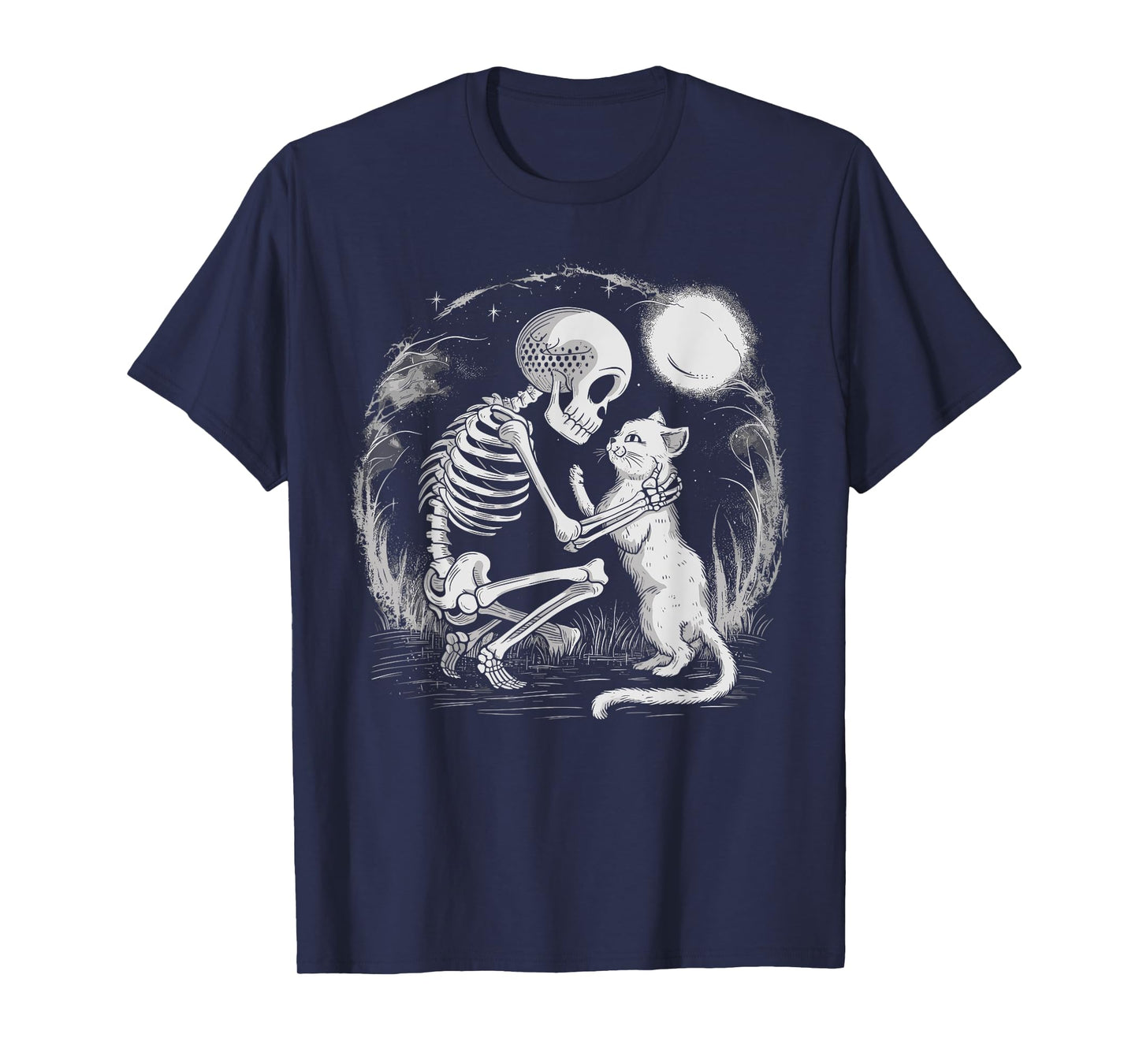 Skeleton Cat Skull Kitty Cute Goth Halloween Costume T-Shirt for Men Women Kids
