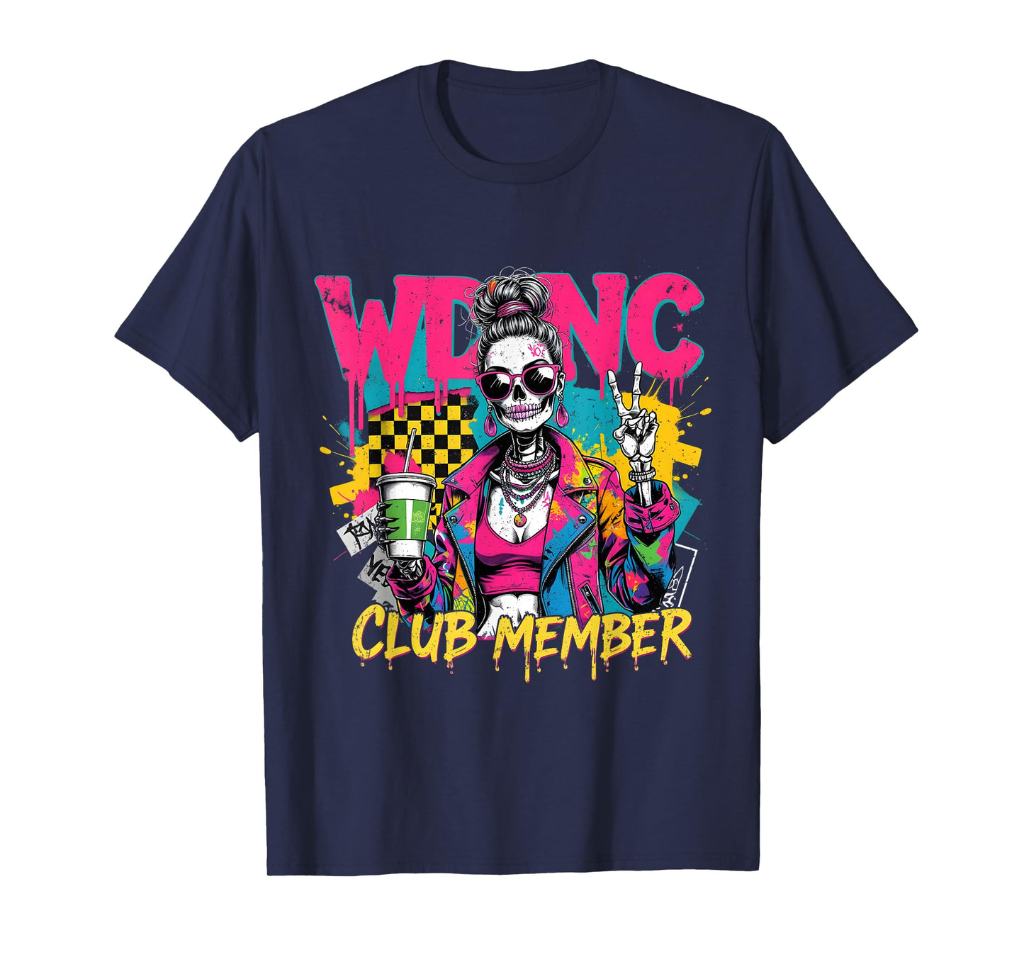 We Do Not Care Club Member Retro Skeleton Style T-Shirt