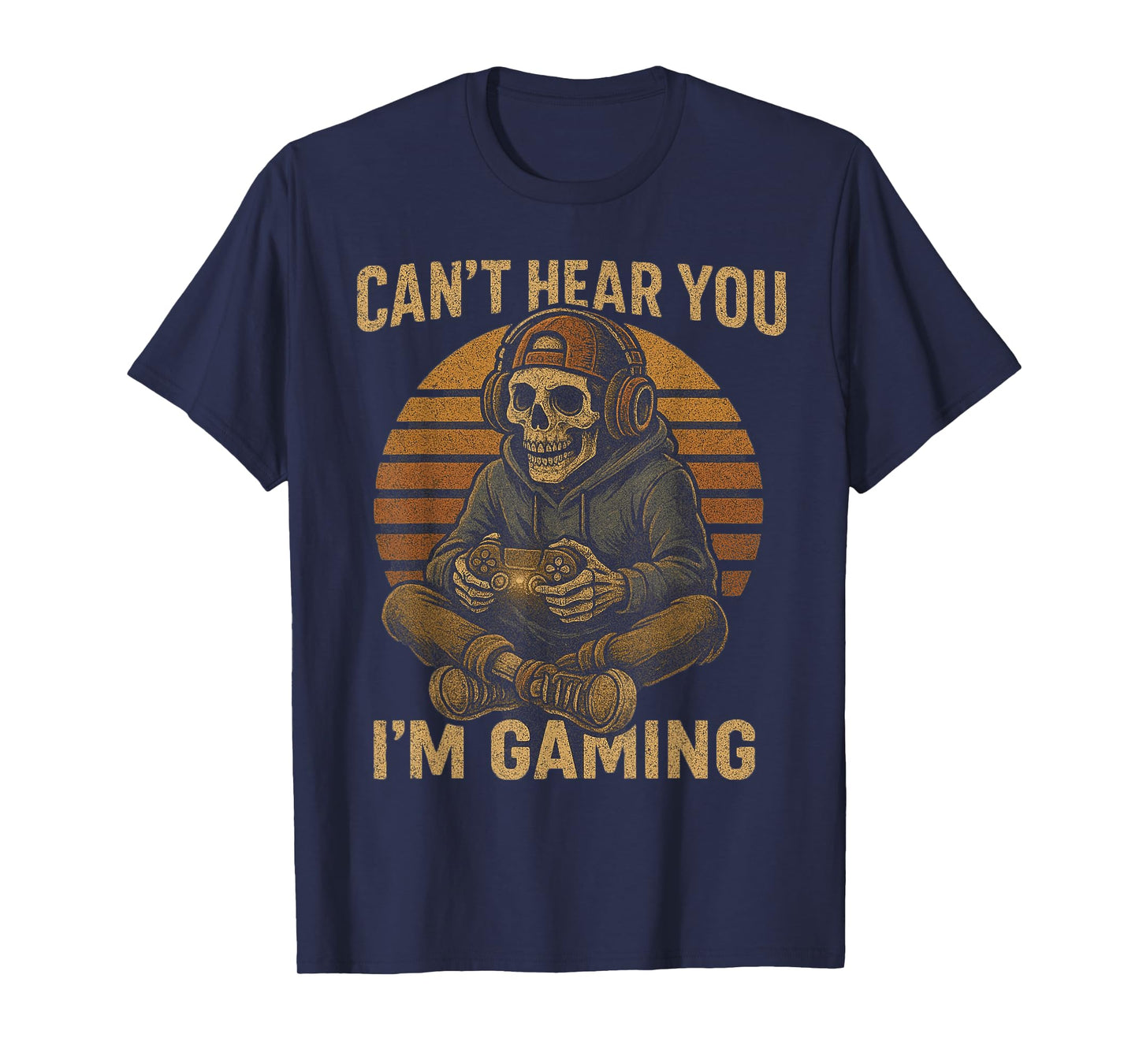 Can’t Hear You I’m Gaming Halloween Skeleton Retro Gamer Boy T-Shirt