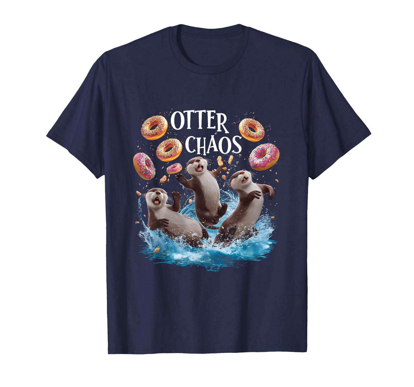 Otter Chaos Funny Bagel Fighting Sea Otters Pun Animal Lover T-Shirt