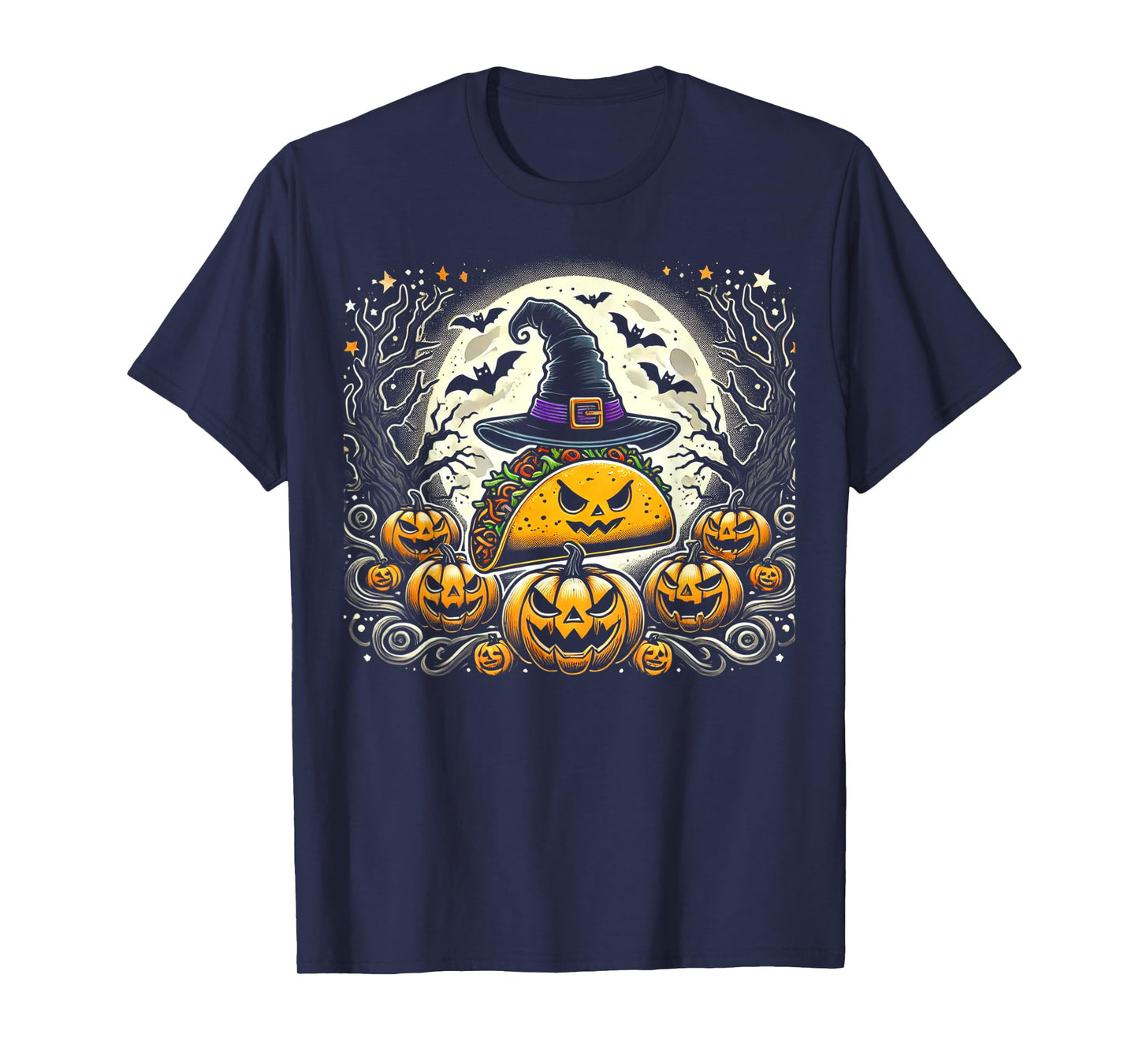 Taco Witch Halloween - Spooky Pumpkin Art T-Shirt