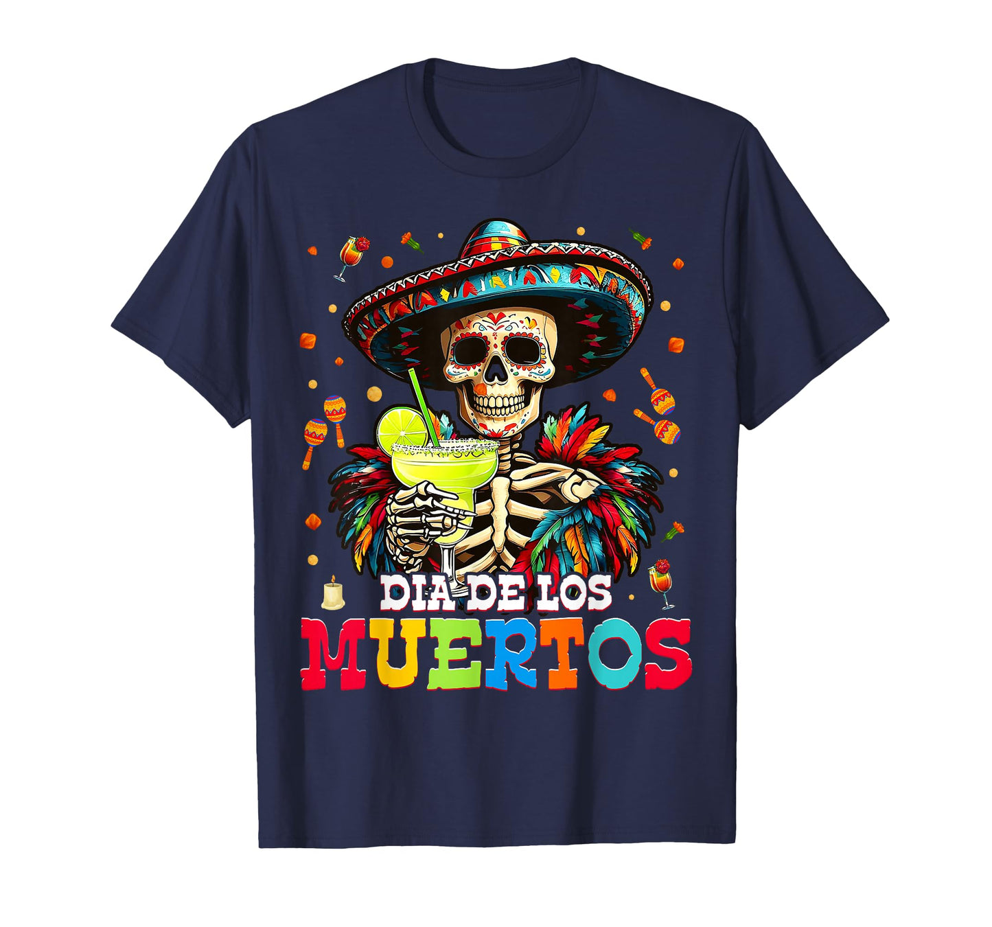 Day The Dead Mens Sugar Skull Skeleton Dia De Los Muertos T-Shirt