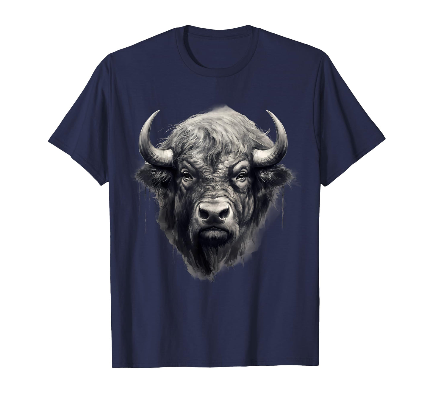 Buffalo Drawing Bison Portrait Nature Artwork Animal Print T-Shirt