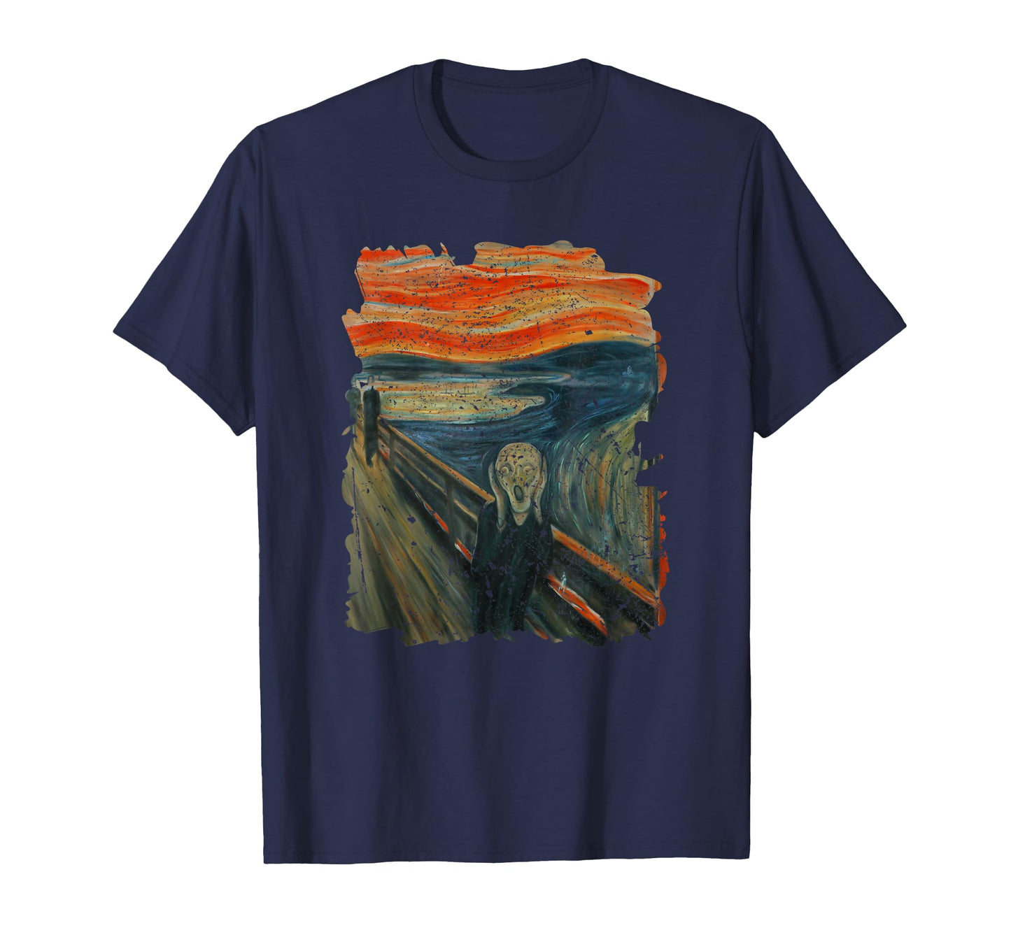 Cool illustration The Scream Famous Painting Distressed T-Shirt